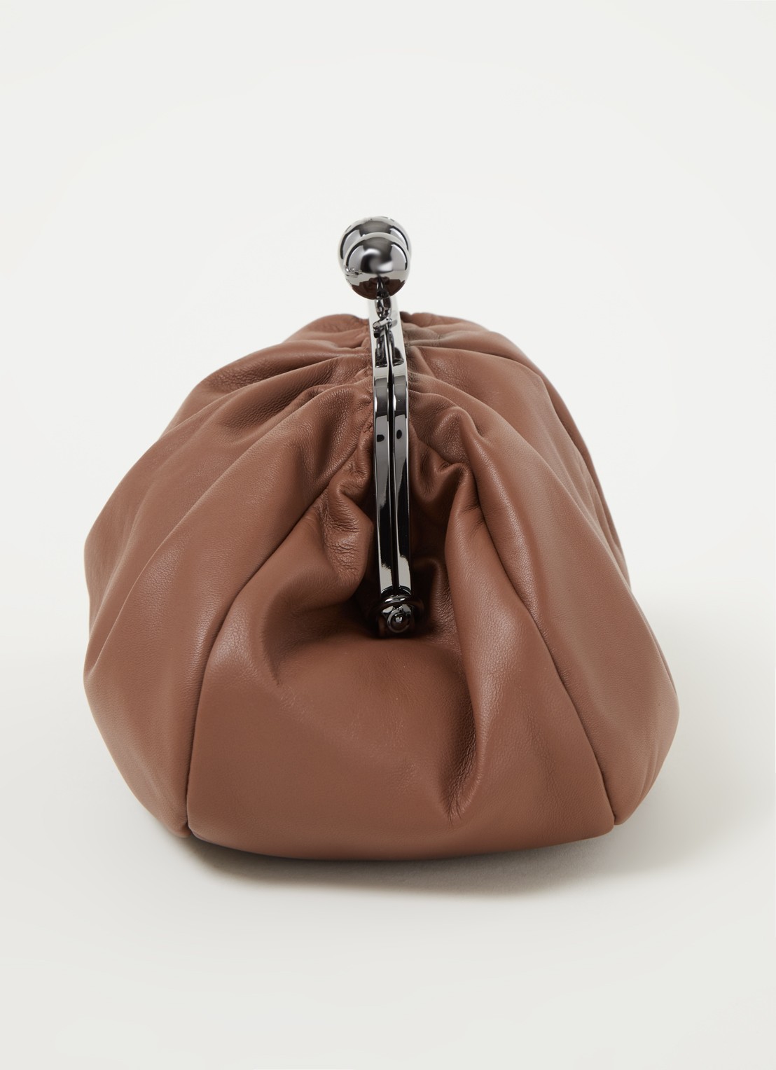 MaxMara Pasticcino clutch van leer met afneembare schouderriem  - detail 4 bruin