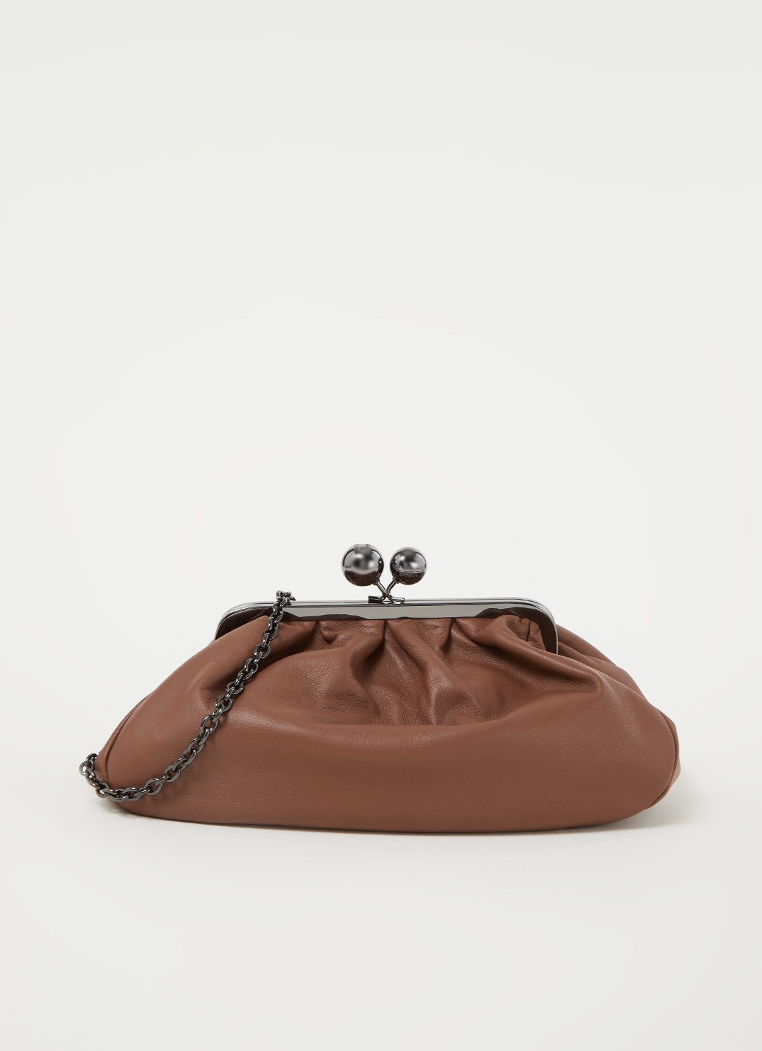 MaxMara Pasticcino clutch van leer met afneembare schouderriem  - voorkant 2 bruin