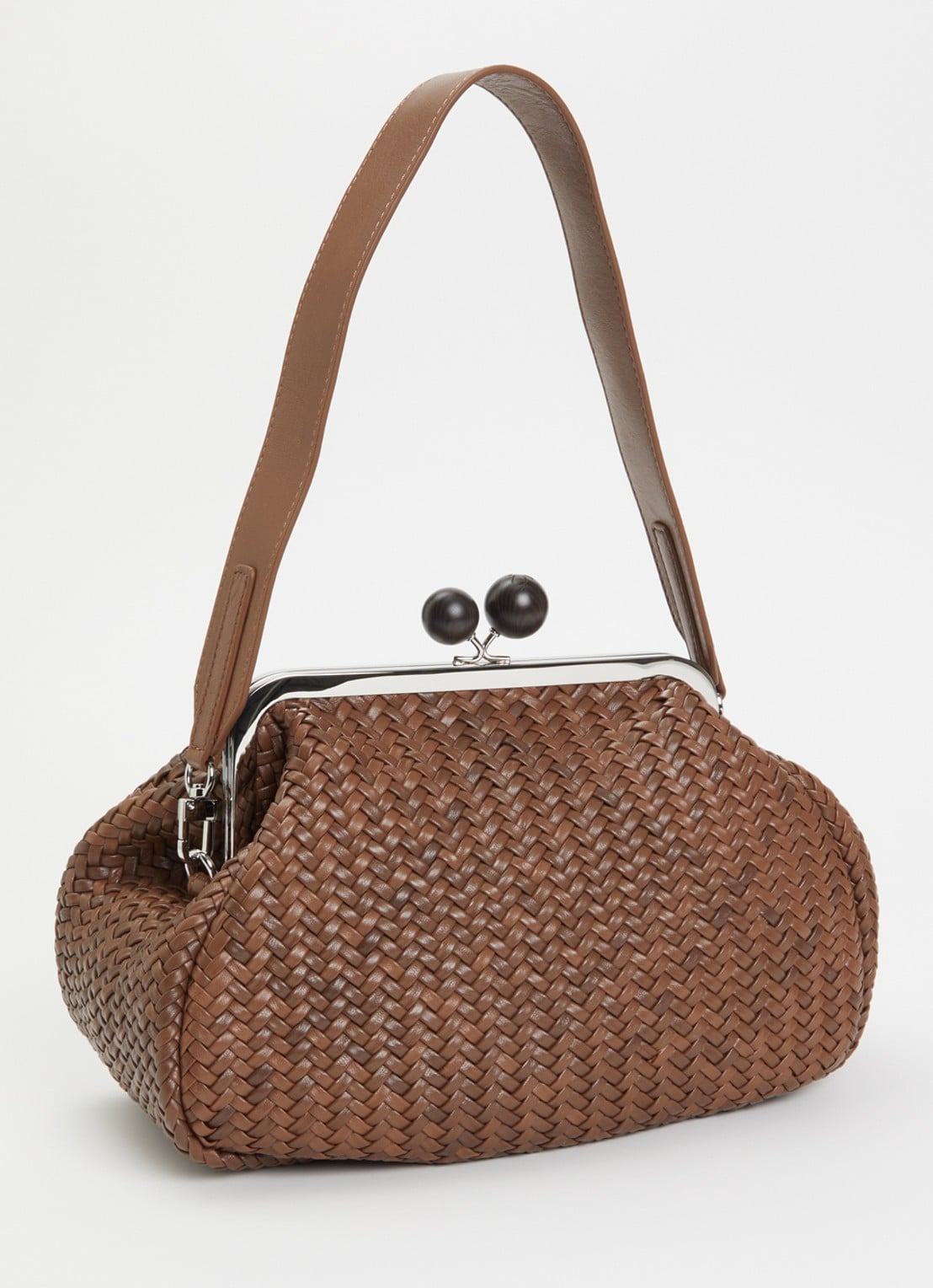 MaxMara Pasticcino M handtas van schapenleer met afneembare schouderriem - achterkant bruin