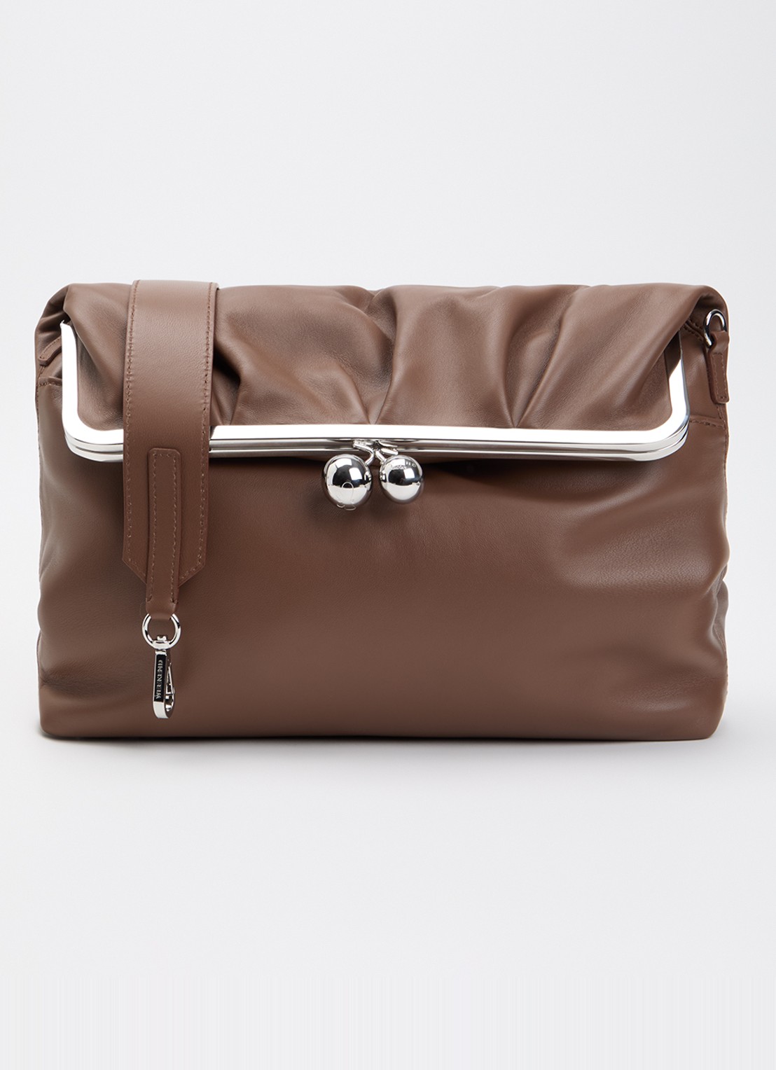 MaxMara Pasticcino schoudertas van schapenleer met afneembare schouderriem - voorkant 2 bruin
