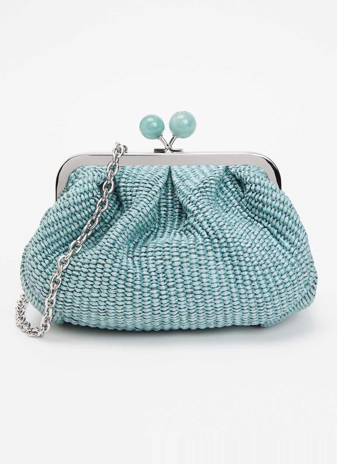 MaxMara Pasticcino Small clutch met gevlochten detail en afneembare schouderriem - voorkant 5 turquoise