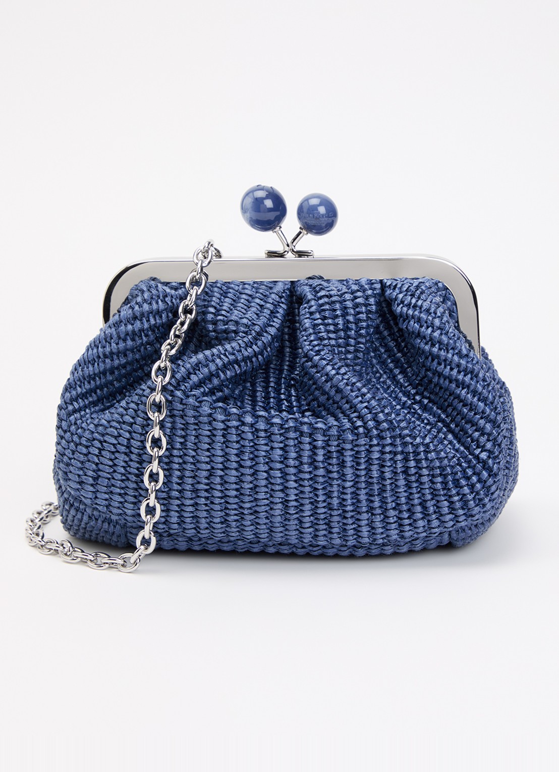 MaxMara Pasticcino Small clutch met gevlochten detail en afneembare schouderriem - voorkant 5 blauw