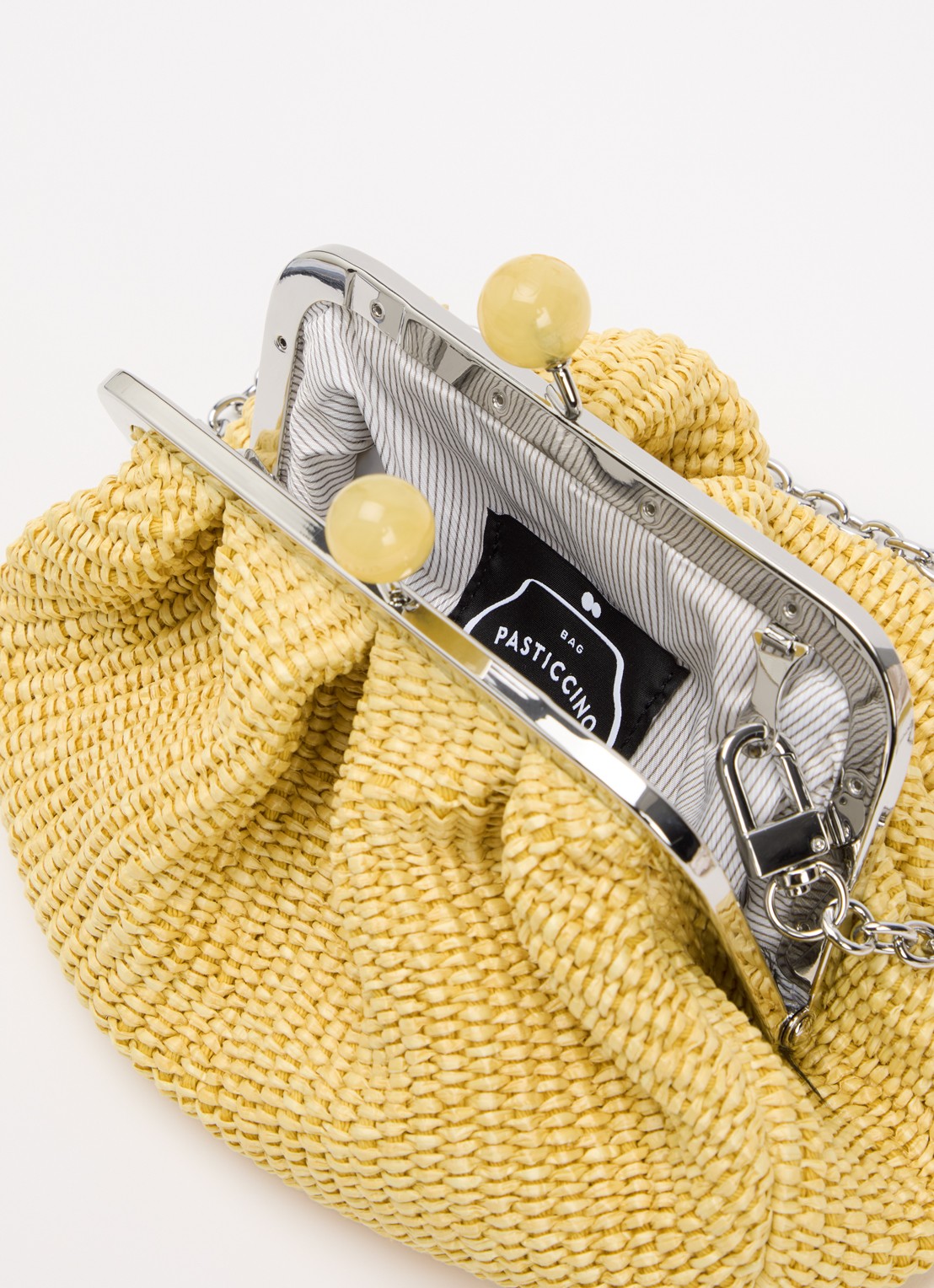MaxMara Pasticcino Small clutch met gevlochten detail en afneembare schouderriem - detail 2 lichtgeel