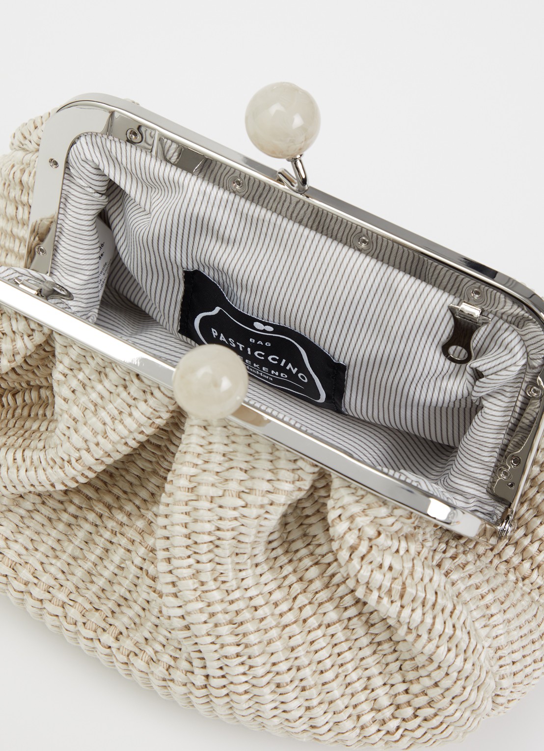 MaxMara Pasticcino Small clutch met gevlochten detail en afneembare schouderriem - detail creme