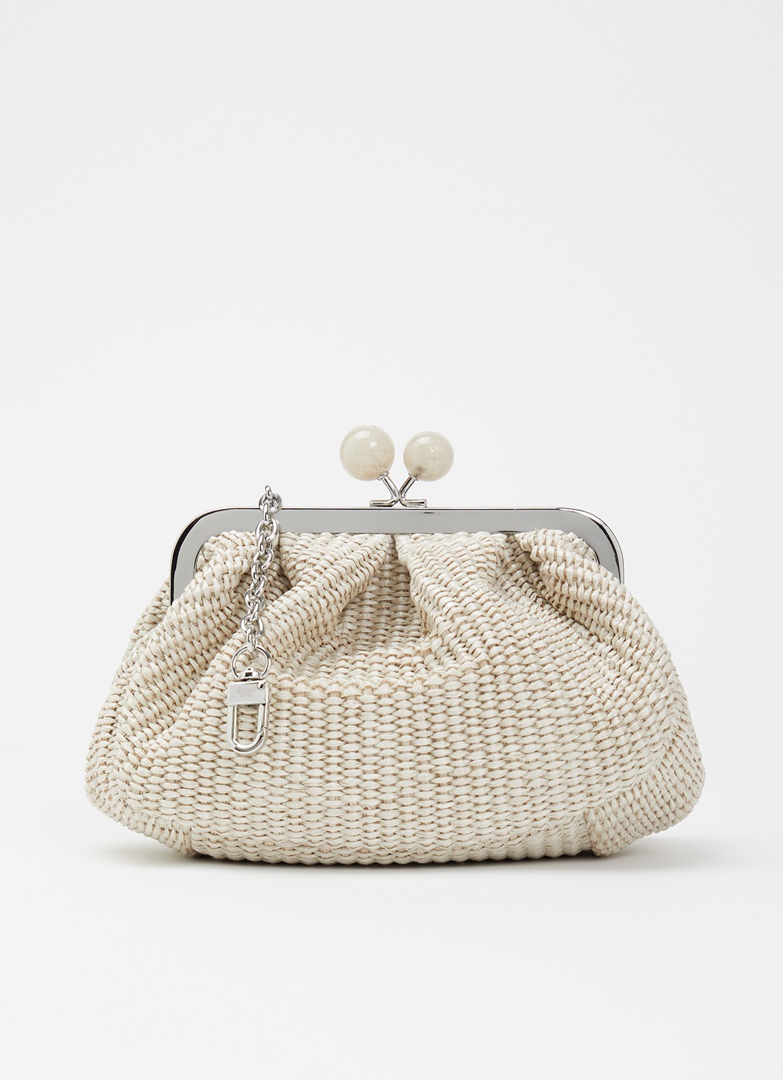 MaxMara Pasticcino Small clutch met gevlochten detail en afneembare schouderriem - voorkant 5 creme