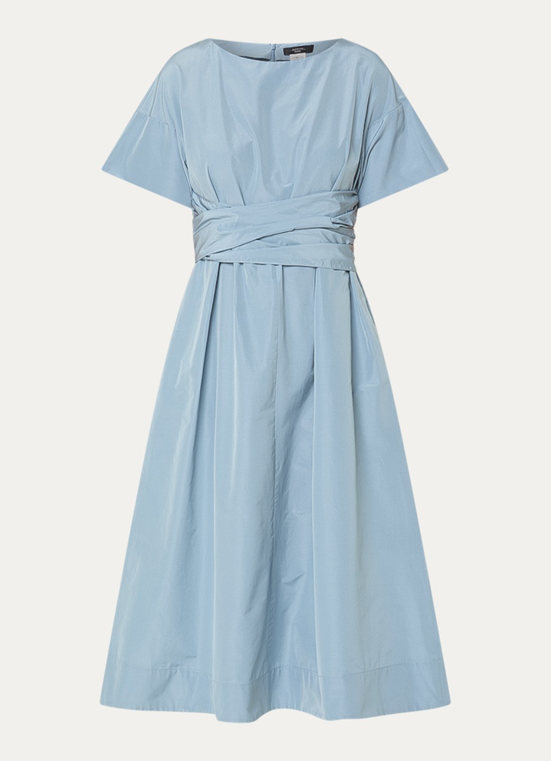 MaxMara Pioppo midi jurk met strikceintuur - voorkant lichtblauw
