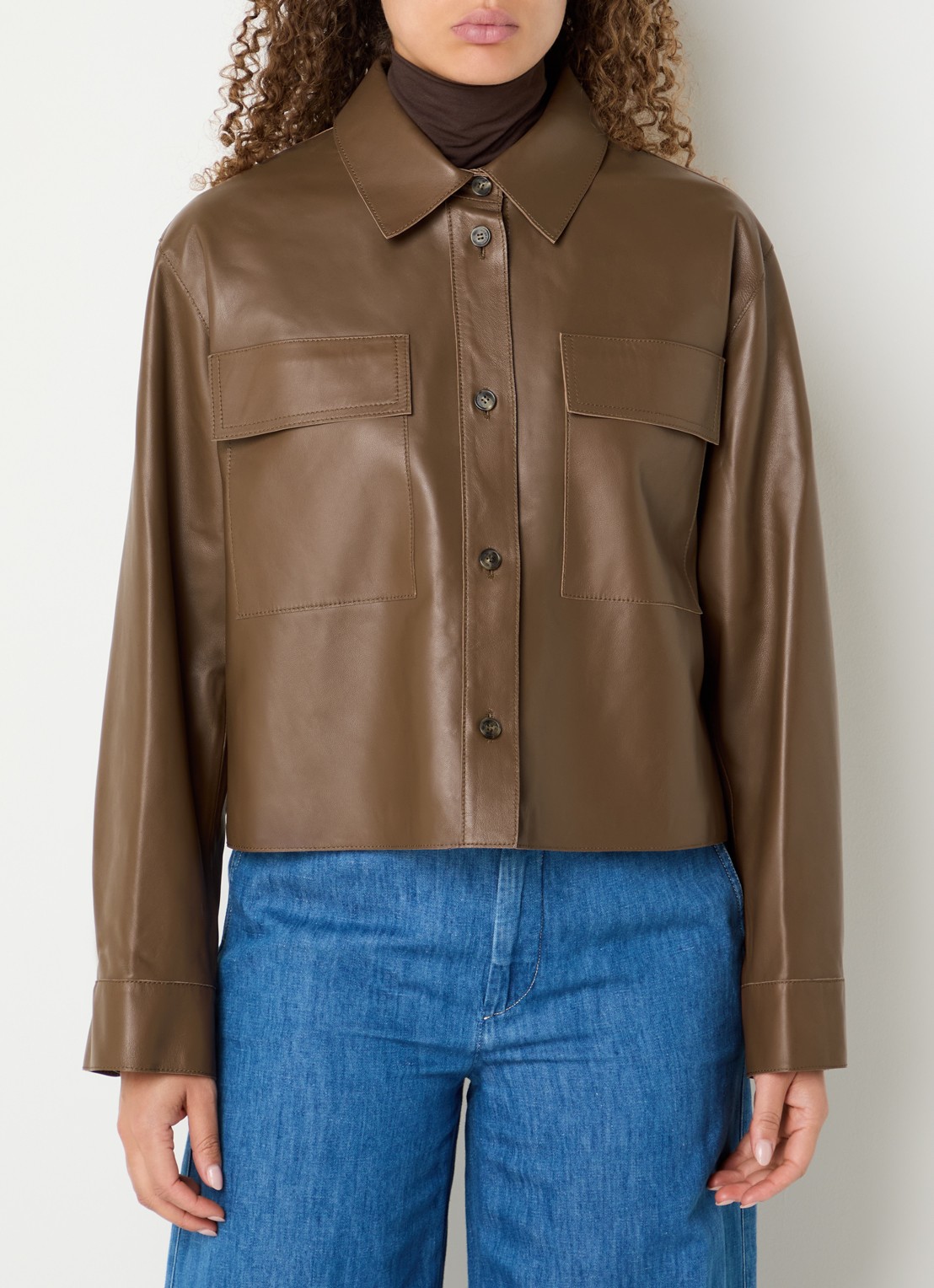 MaxMara Piovra jack van lamsleer met klepzakken - detail 4 bruin