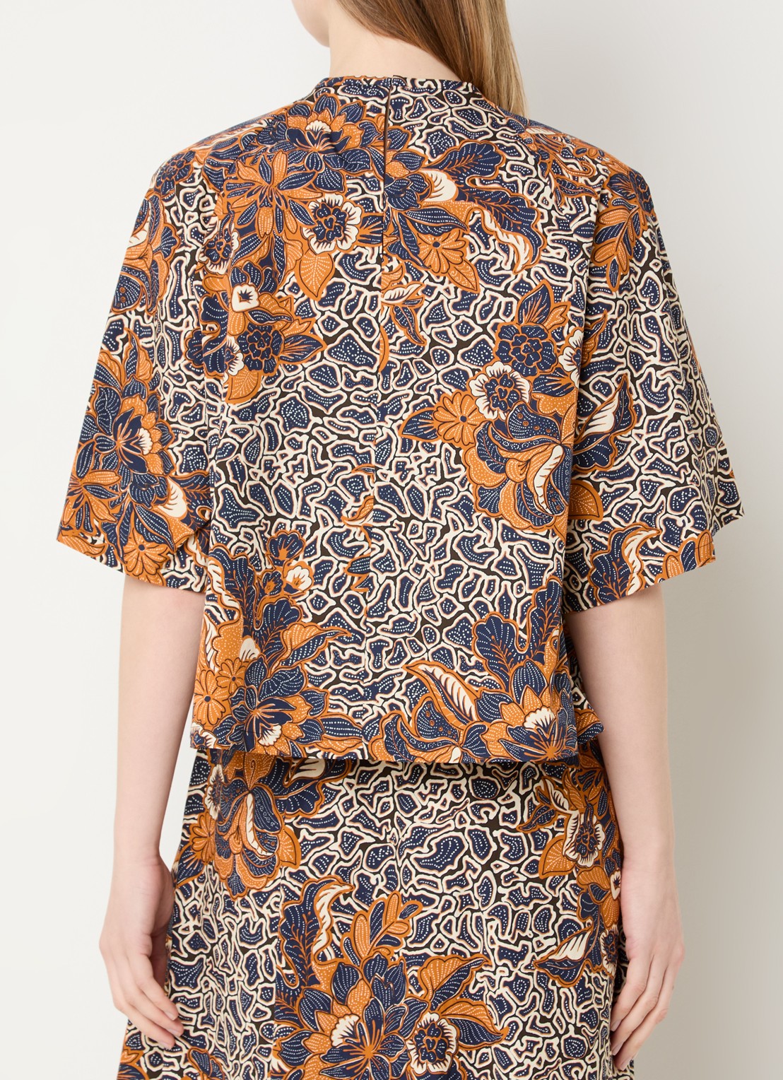 MaxMara Quaglia tuniek met bloemenprint - achterkant 3 donkerblauw