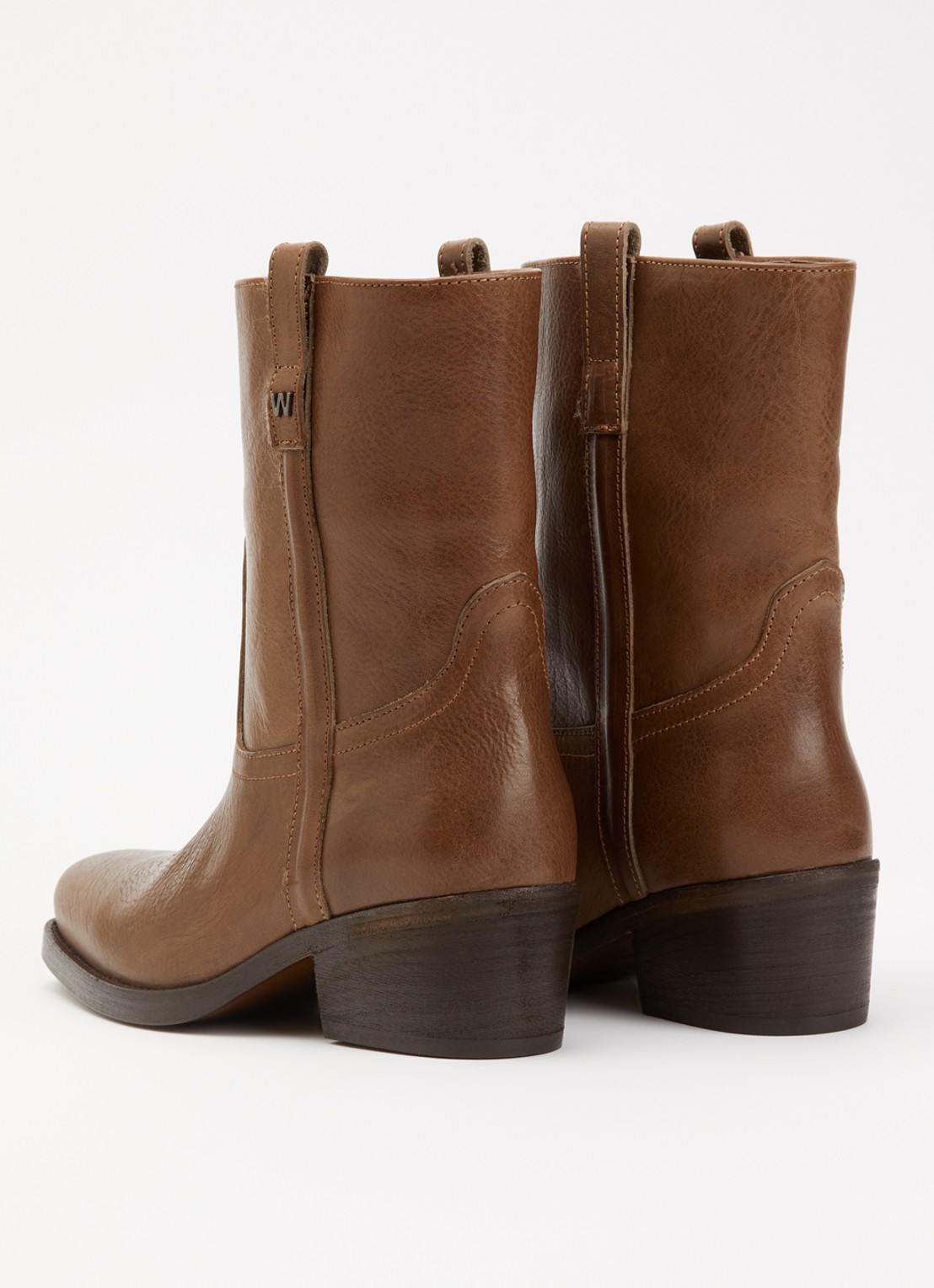 MaxMara Ranch enkellaarsje van leer - achterkant lichtbruin