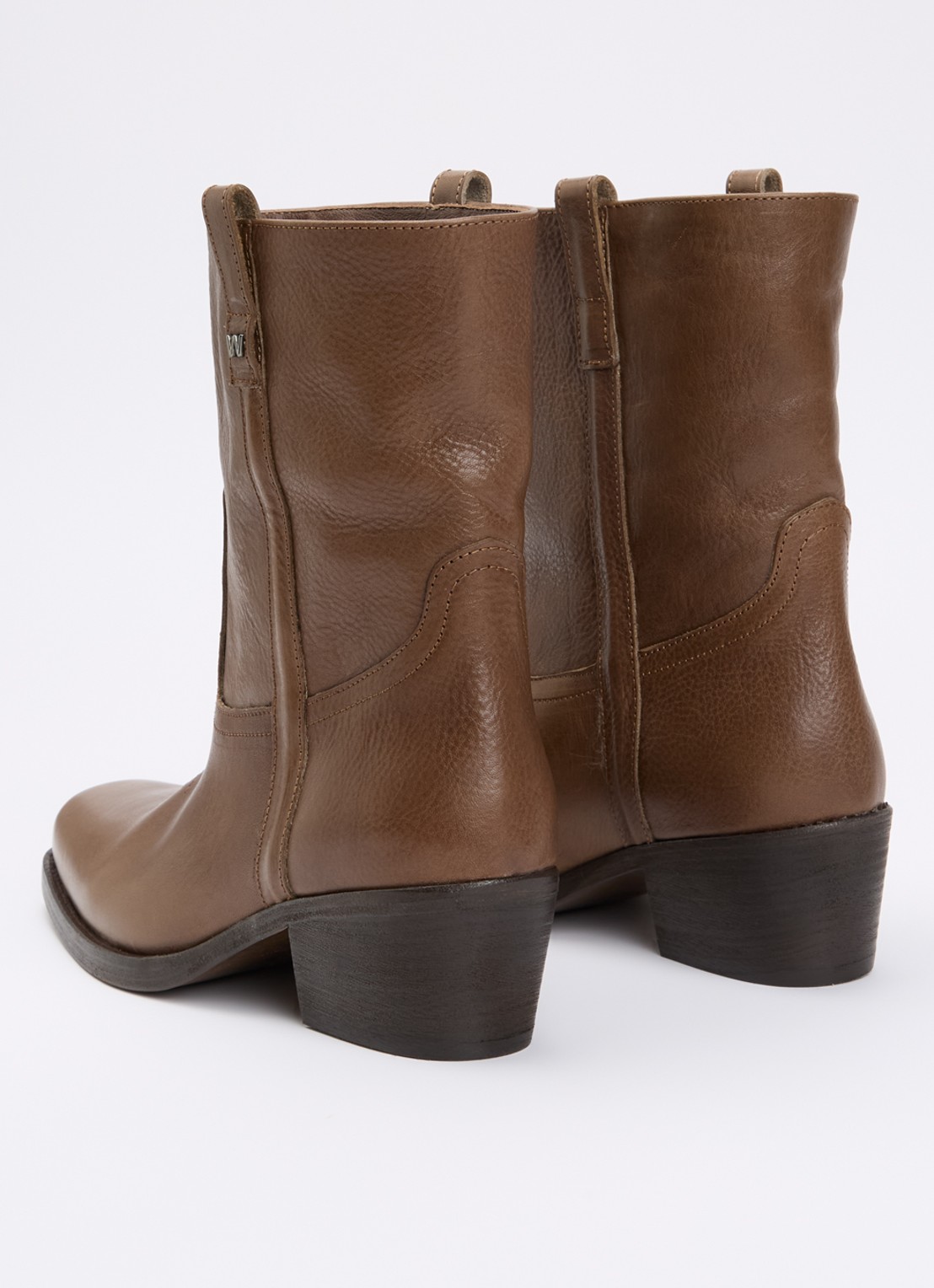 MaxMara Ranch enkellaarsje van leer - achterkant 2 lichtbruin