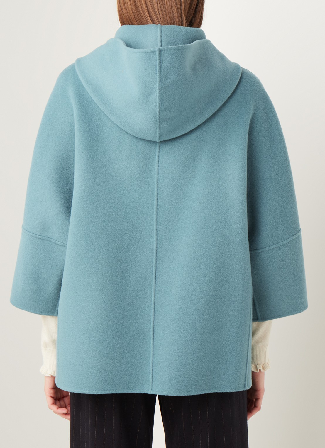 MaxMara Rapace jas van wol met driekwart mouw - achterkant 4 zeegroen