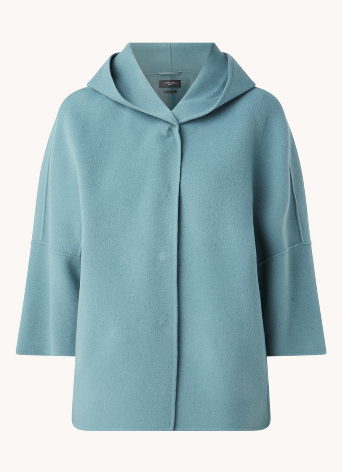 MaxMara Rapace jas van wol met driekwart mouw - voorkant 2 zeegroen