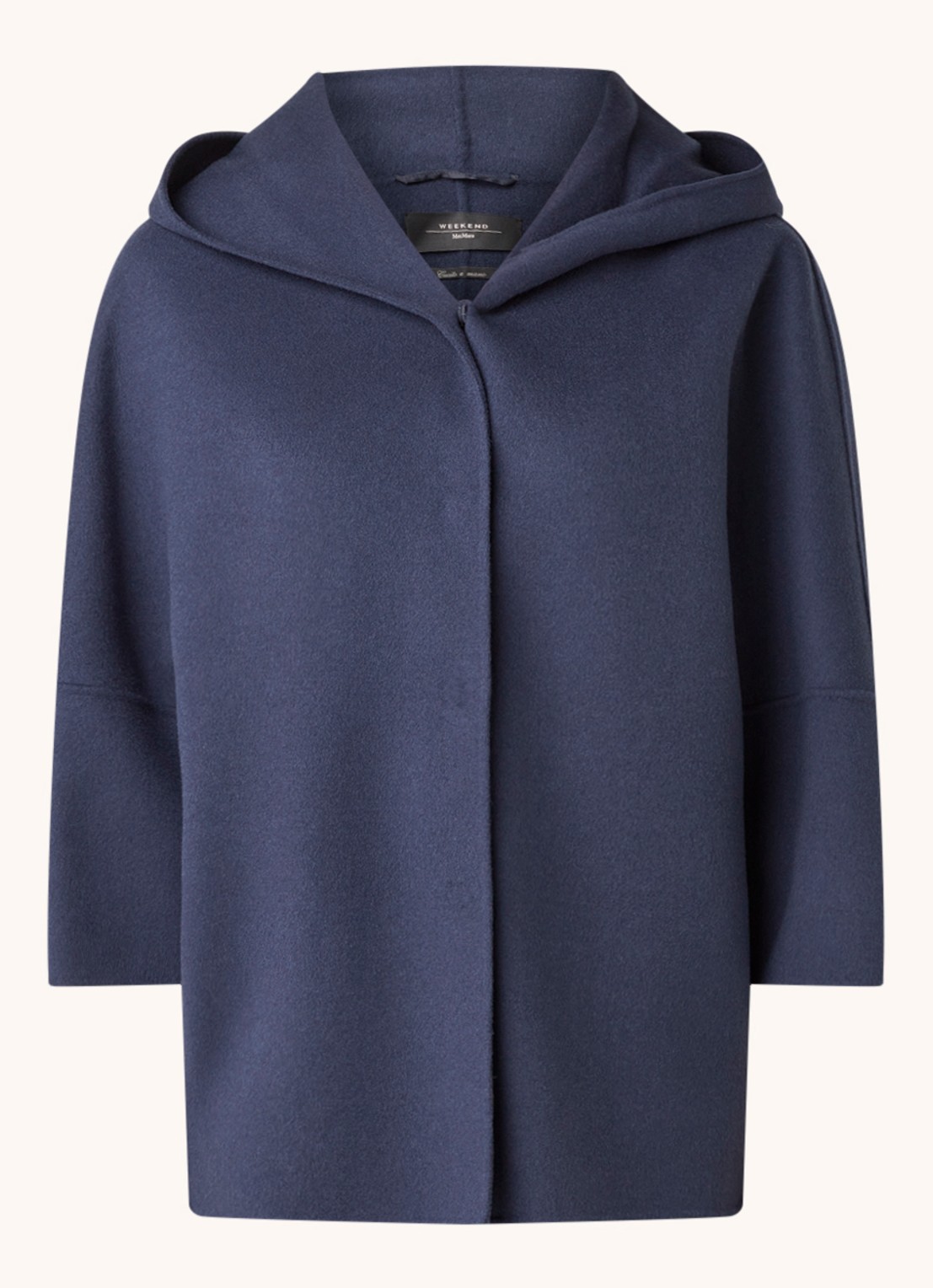 MaxMara Rapace jas van wol met driekwart mouw - voorkant donkerblauw