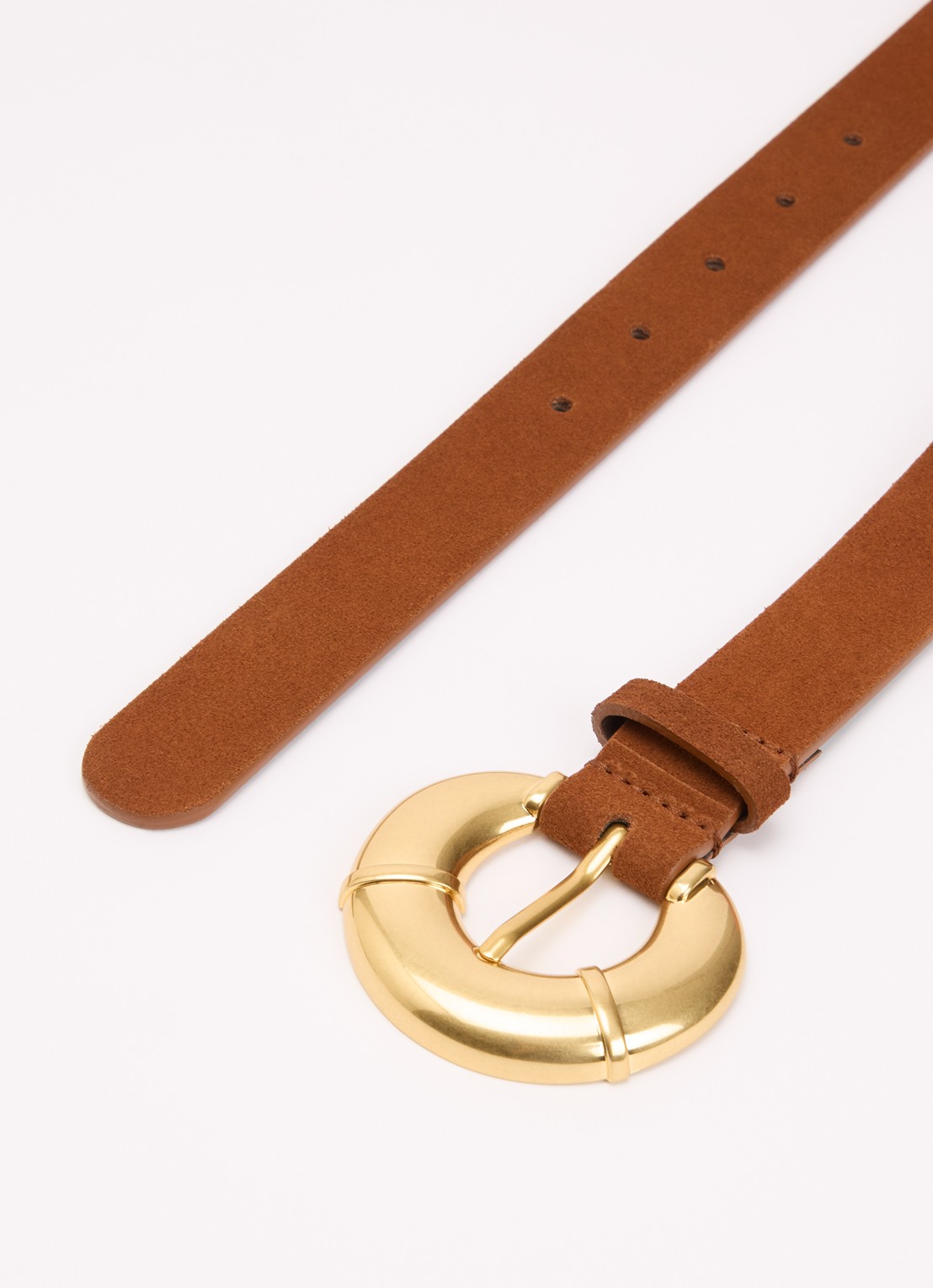 MaxMara Sebino riem van suède  - detail 2 cognac