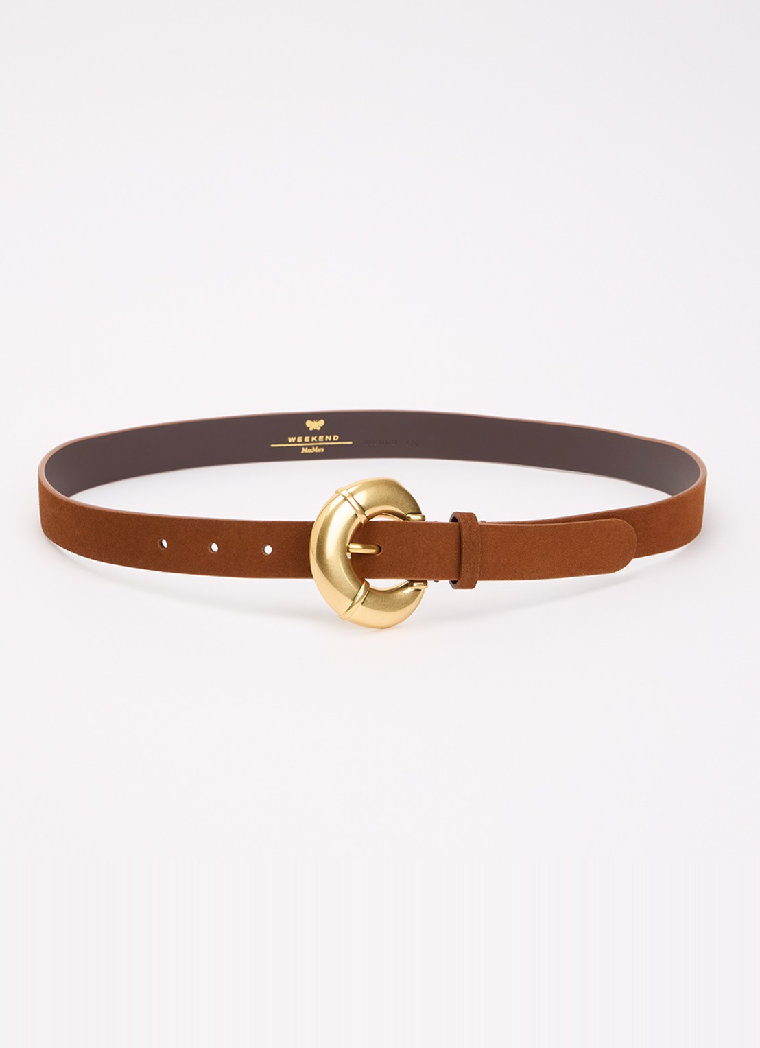 MaxMara Sebino riem van suède  - voorkant cognac