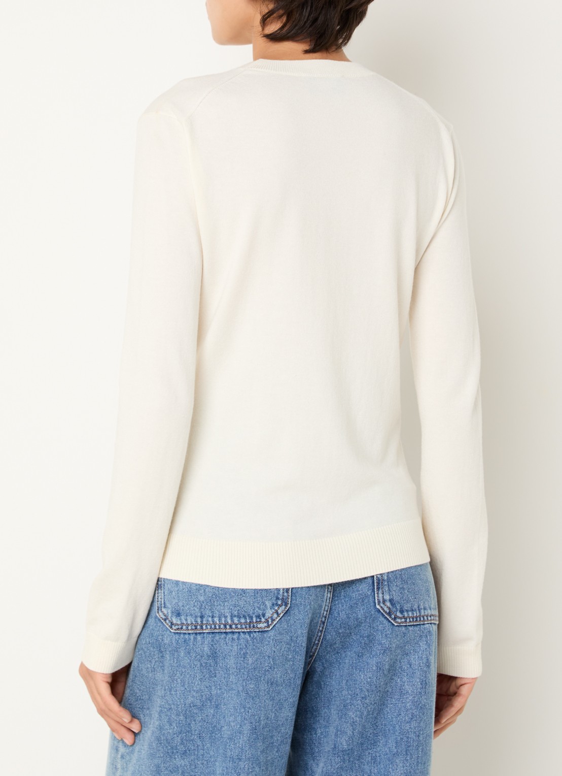 MaxMara Sicilia fijngebreide pullover in zijdeblend met ronde hals - achterkant 4 ivoor