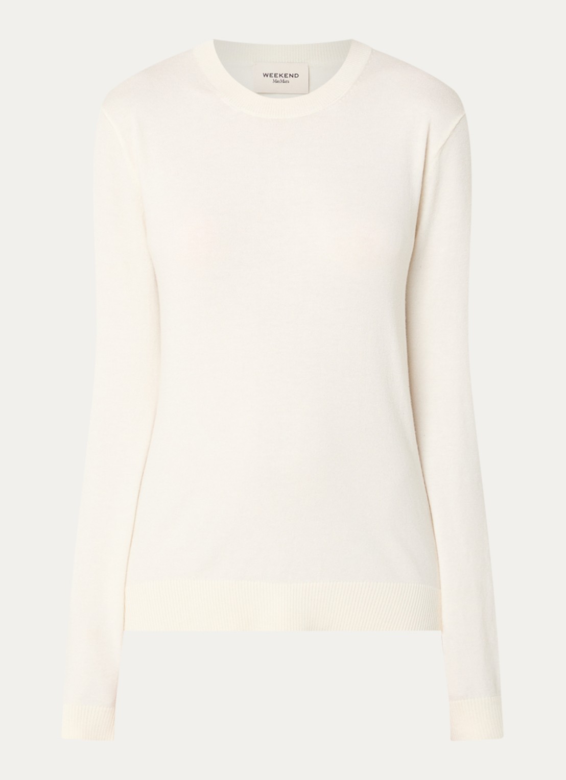 MaxMara Sicilia fijngebreide pullover in zijdeblend met ronde hals - voorkant ivoor