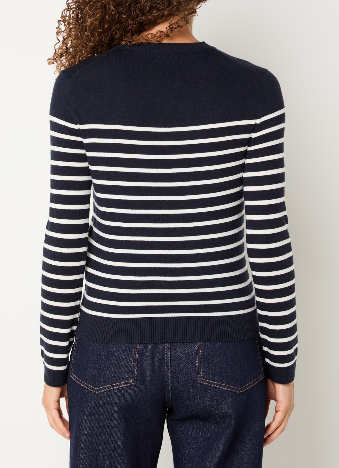 MaxMara Sicilia fijngebreide pullover in zijdeblend met ronde hals - achterkant donkerblauw