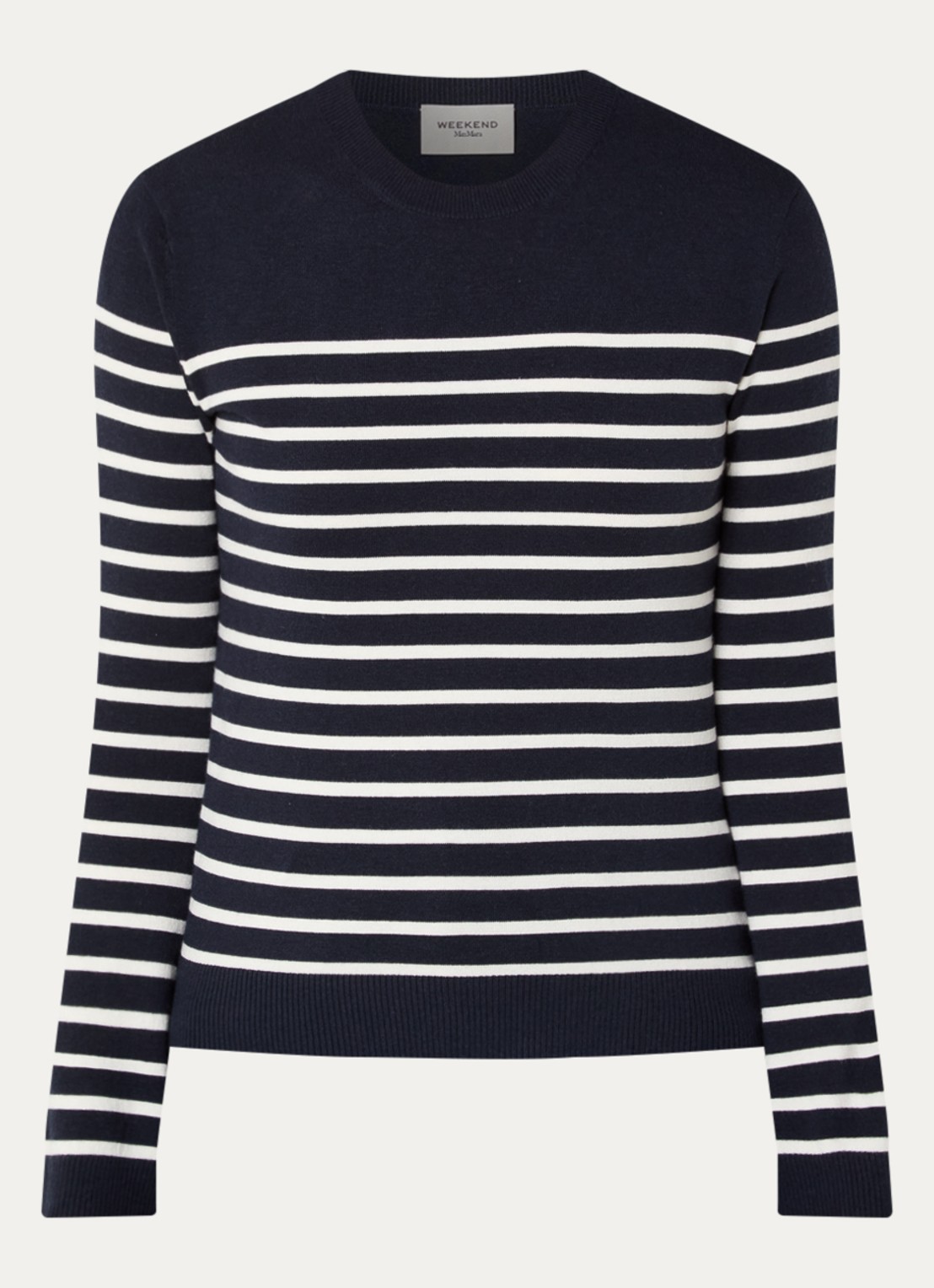 MaxMara Sicilia fijngebreide pullover in zijdeblend met ronde hals - voorkant 3 donkerblauw