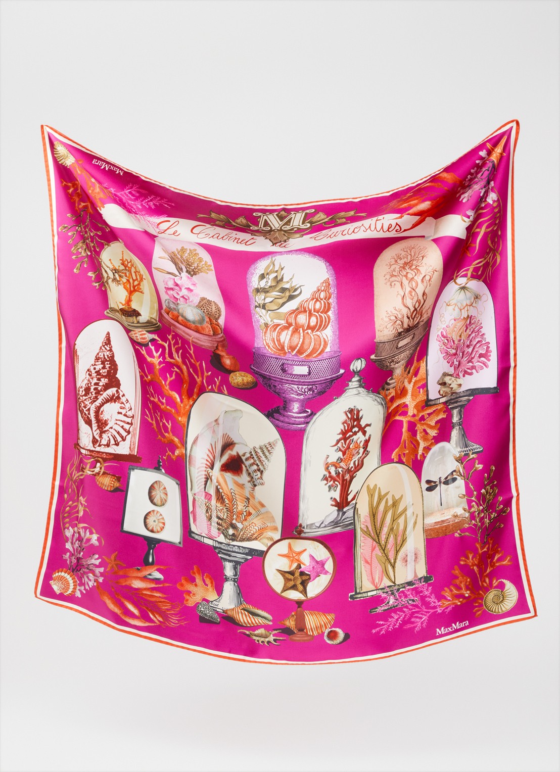 MaxMara Sjaal van zijde 90 x 90 cm - detail 2 fuchsia