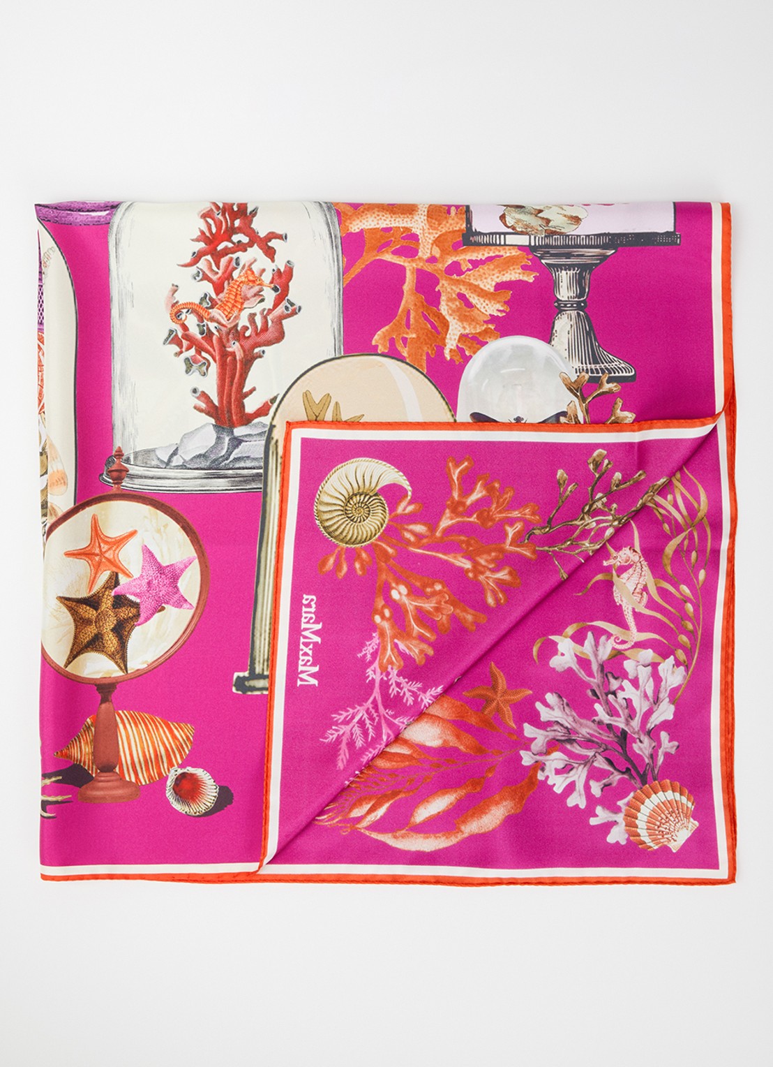 MaxMara Sjaal van zijde 90 x 90 cm - voorkant fuchsia
