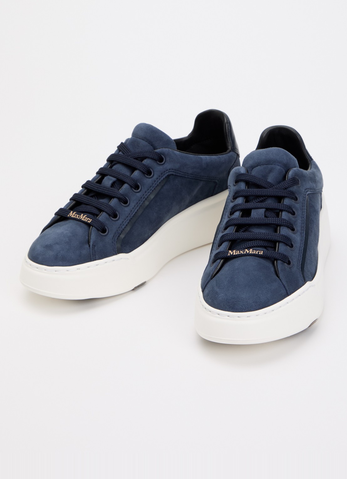 MaxMara Sneaker van suède met details van leer - detail 2 indigo