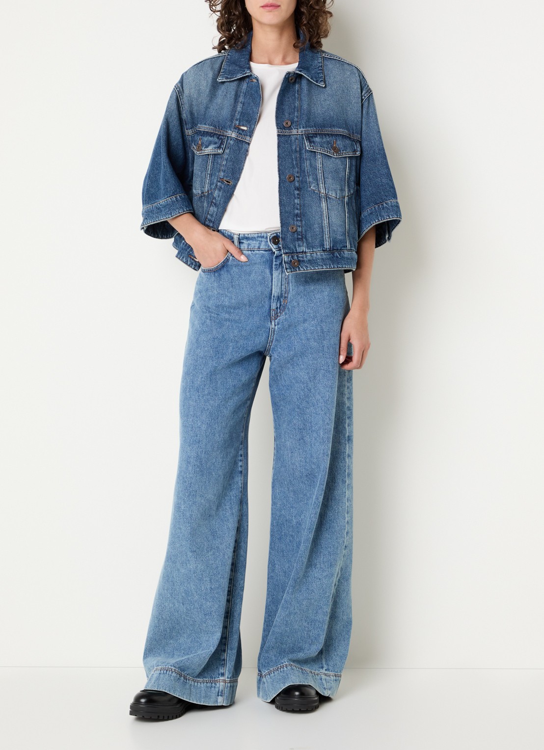 MaxMara Spijkerjas met borstzakken - voorkant 2 indigo
