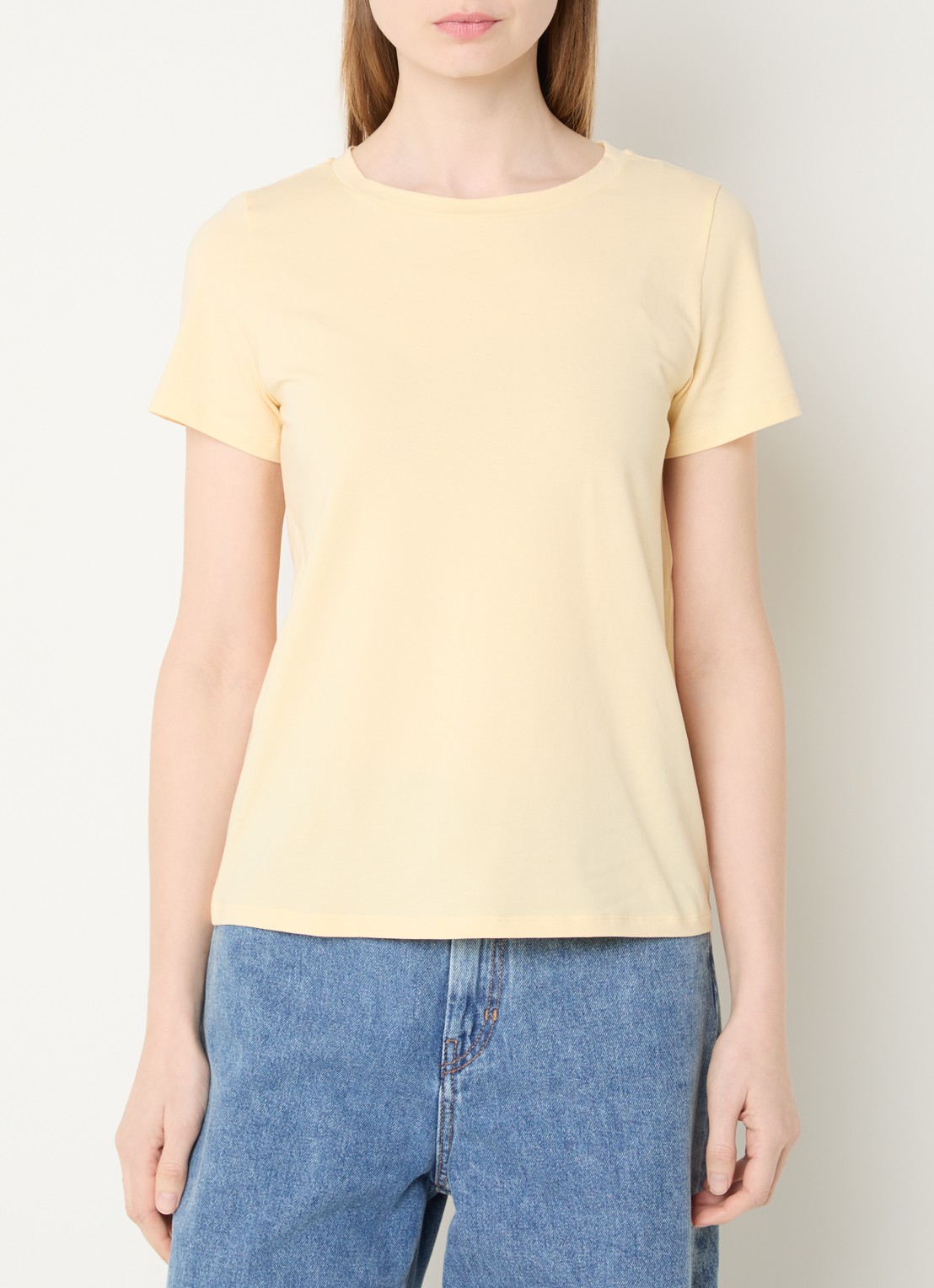 MaxMara T-shirt met ronde hals - detail 3 lichtgeel