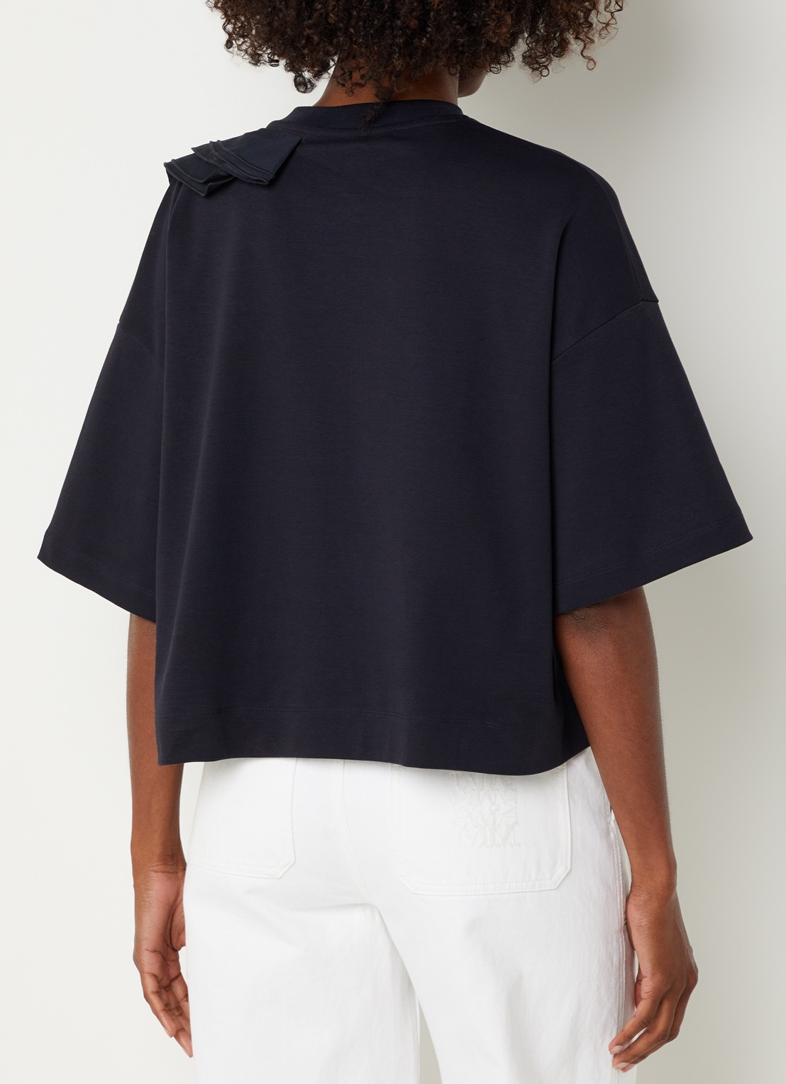 MaxMara T-shirt met volant - achterkant 4 donkerblauw