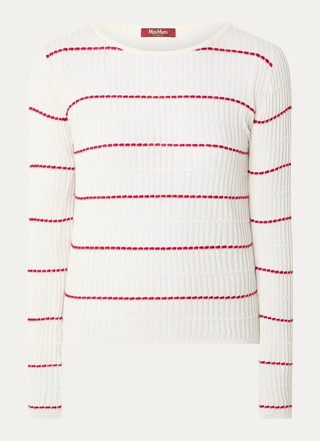 MaxMara Top in zijdeblend met streepprint - voorkant ivoor