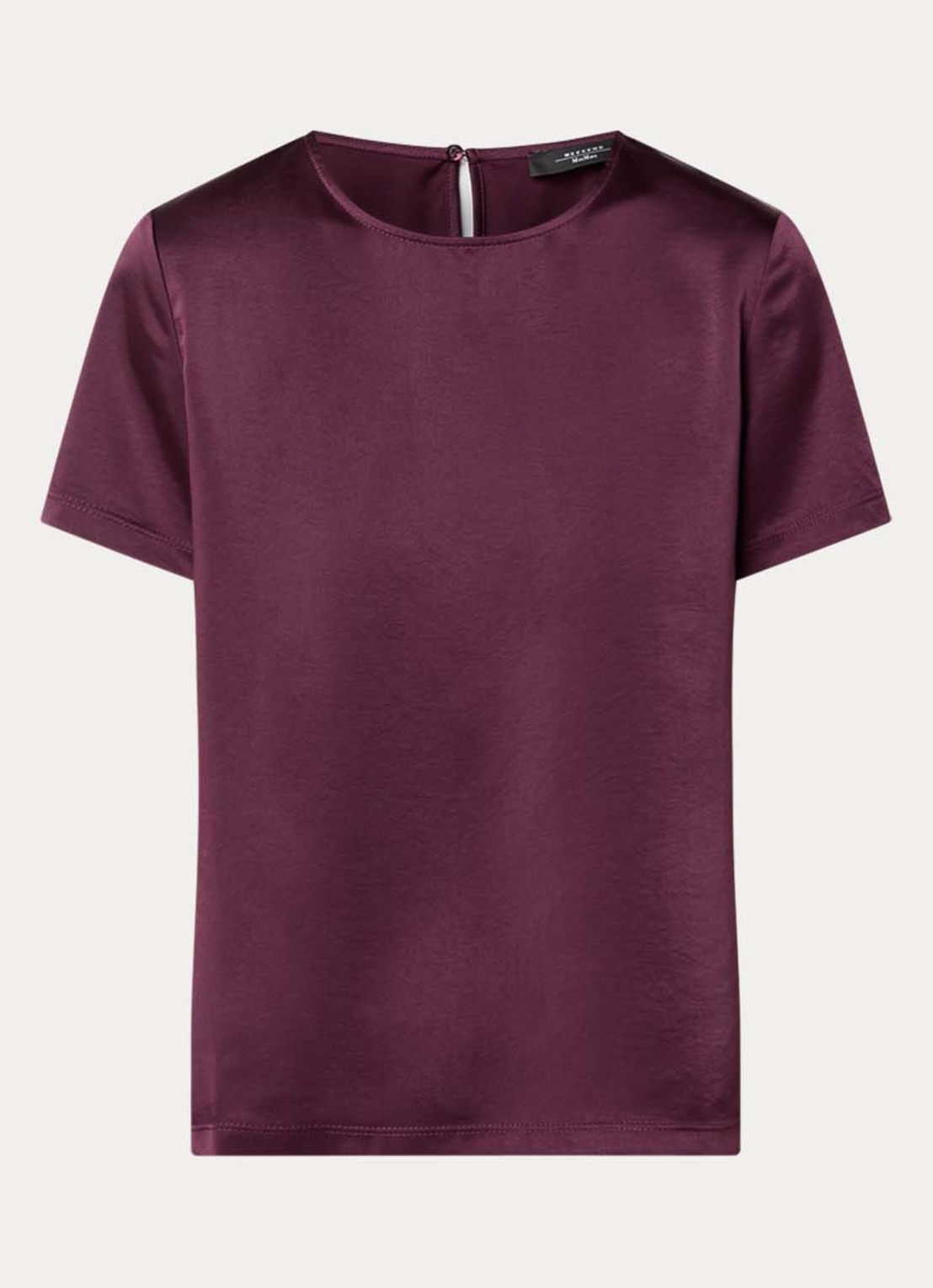 MaxMara Top van satijn met ronde hals - voorkant 2 bordeauxrood