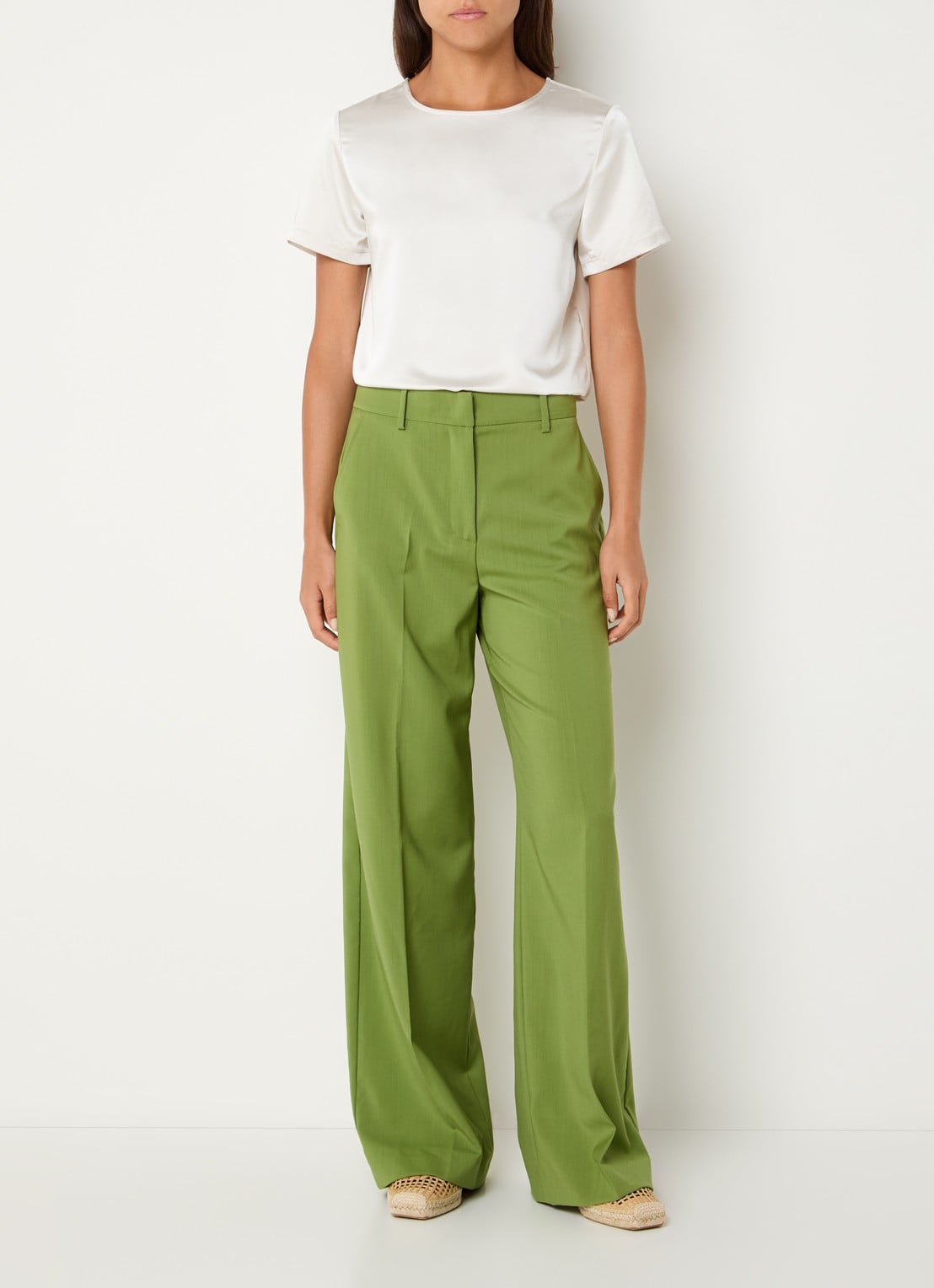 MaxMara Top van satijn - voorkant 3 gebroken wit