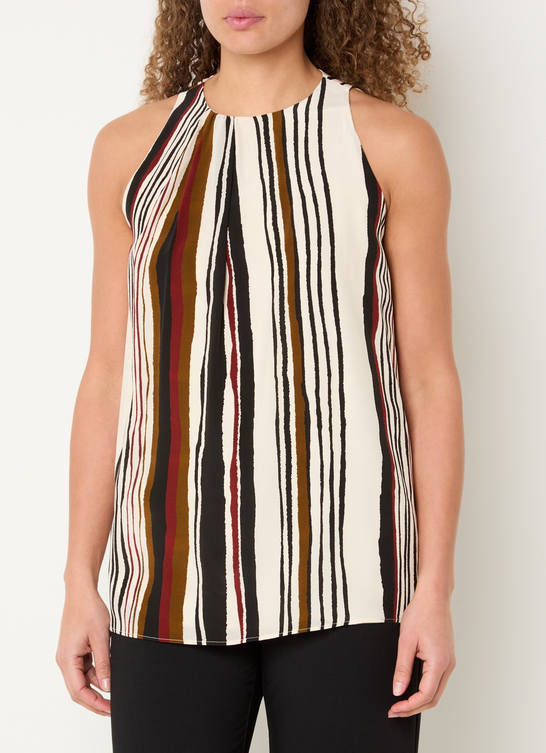MaxMara Top van zijde met streepprint - detail bordeauxrood