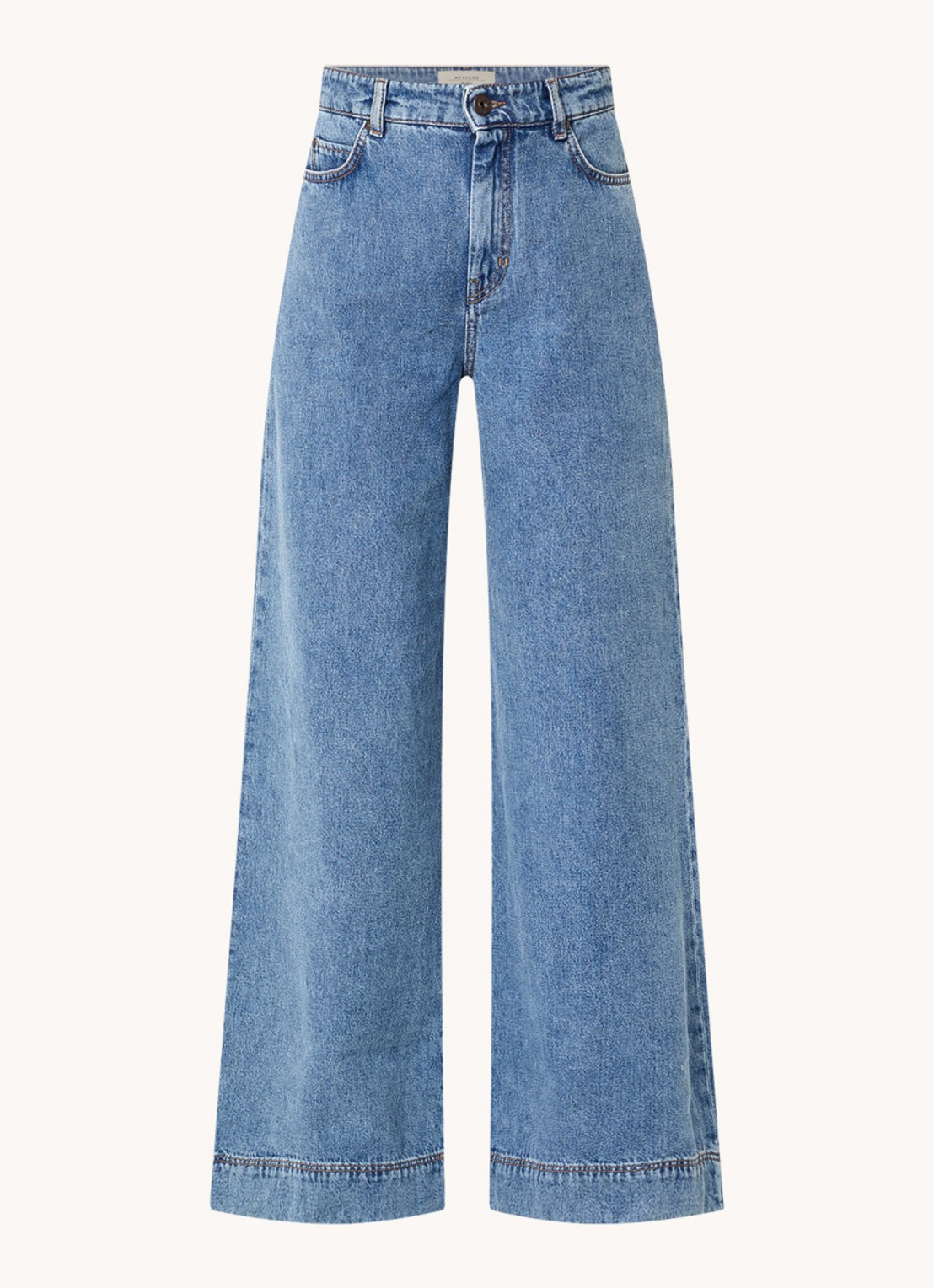 MaxMara Vega high waist wide leg jeans met lichte wassing - voorkant indigo