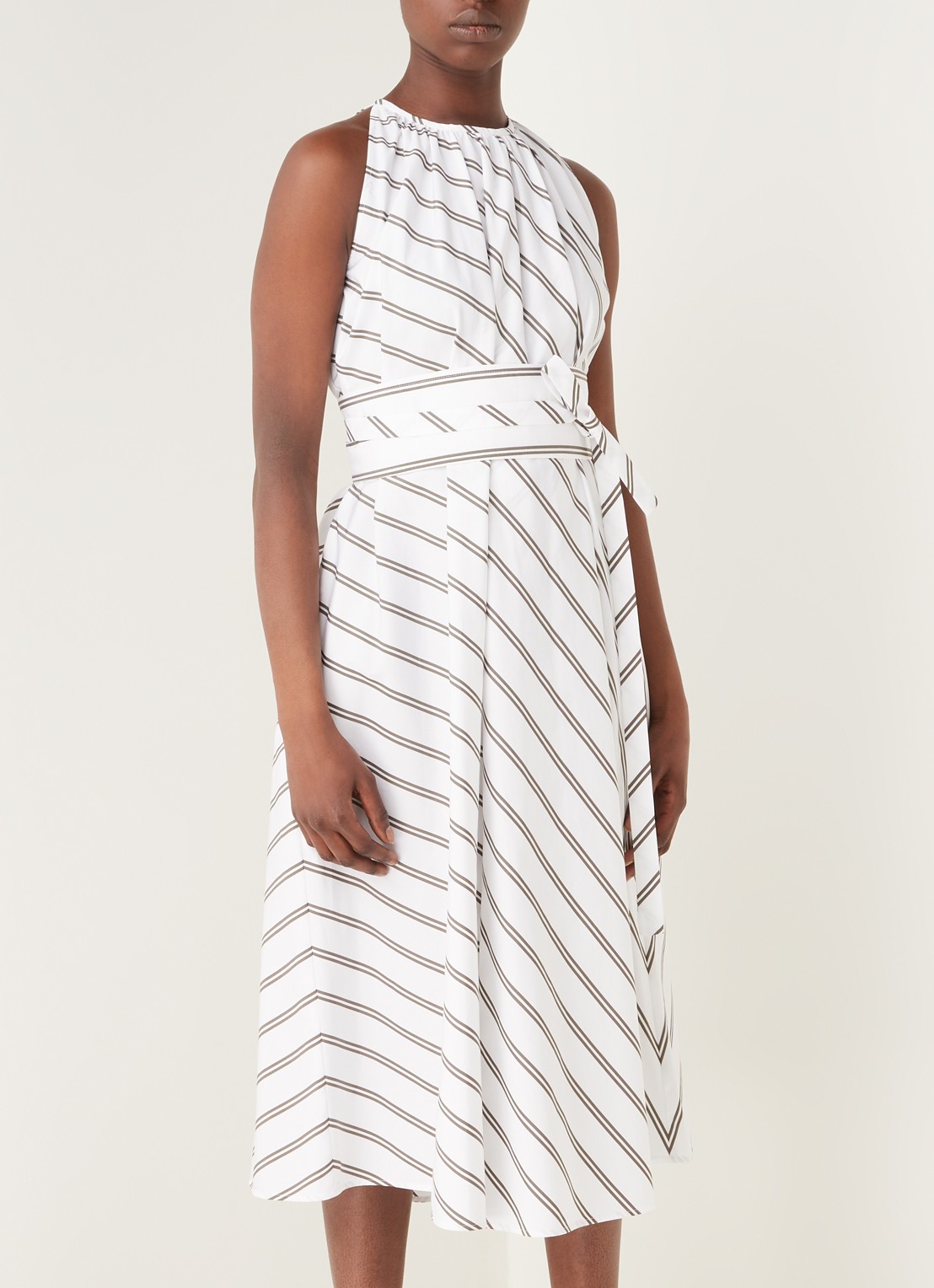 MaxMara Vischio midi jurk met streepprint - detail 4 wit