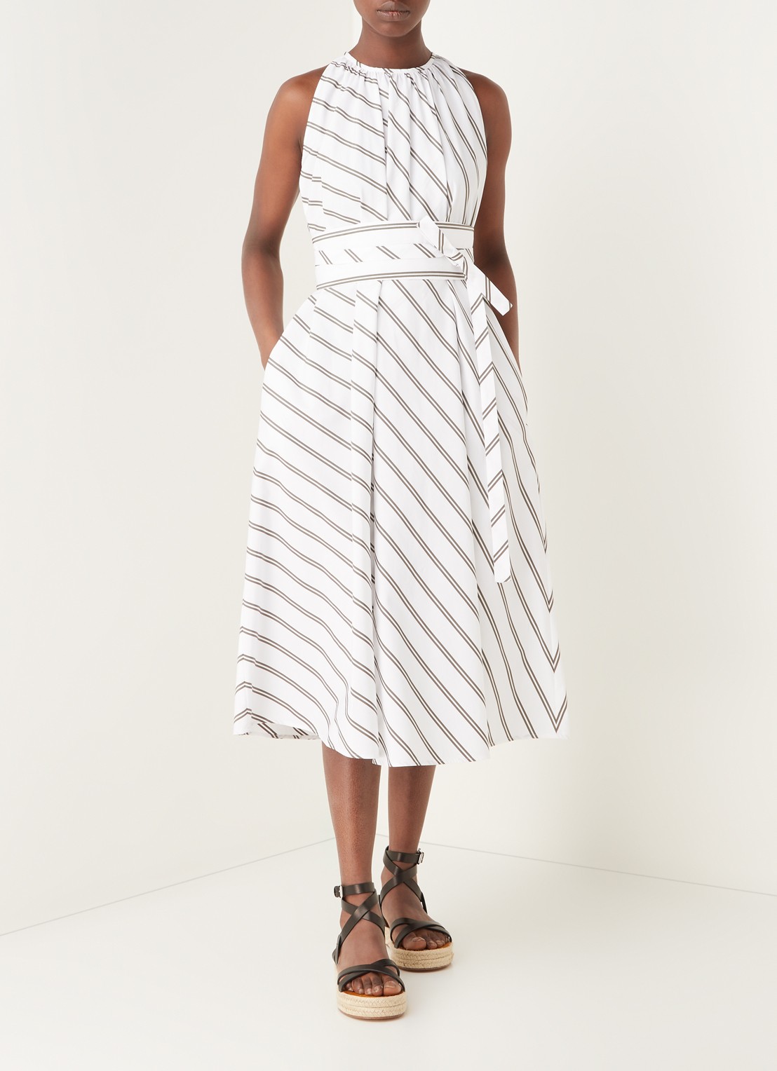MaxMara Vischio midi jurk met streepprint - voorkant 2 wit