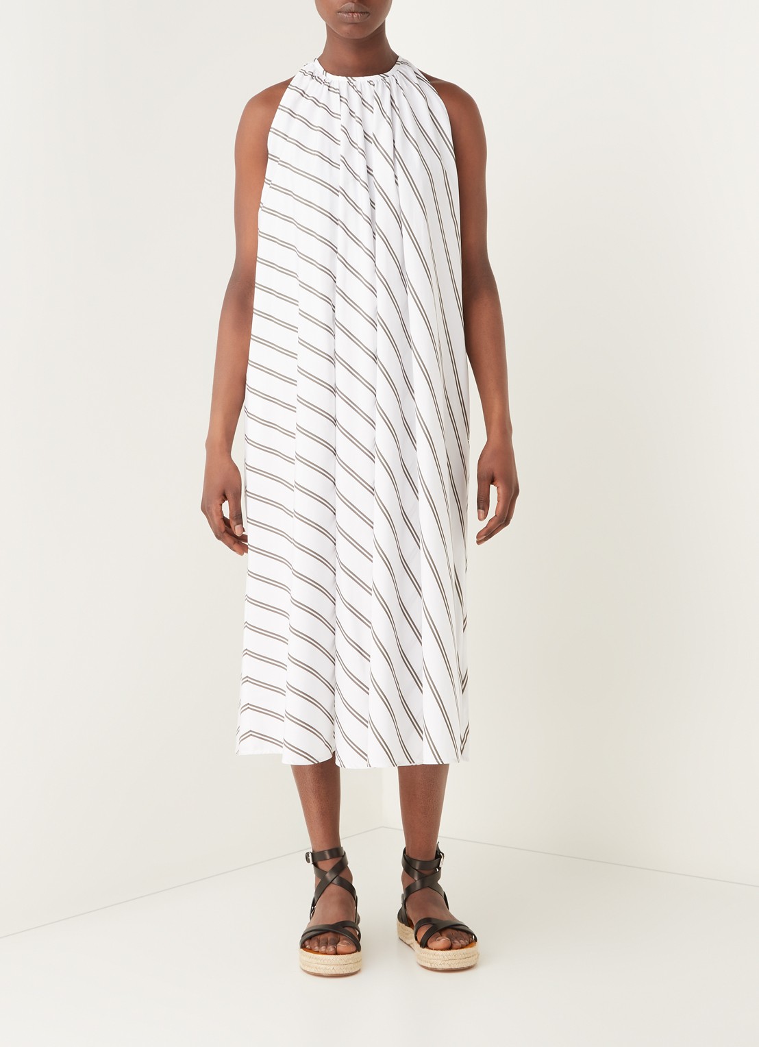 MaxMara Vischio midi jurk met streepprint - voorkant 3 wit