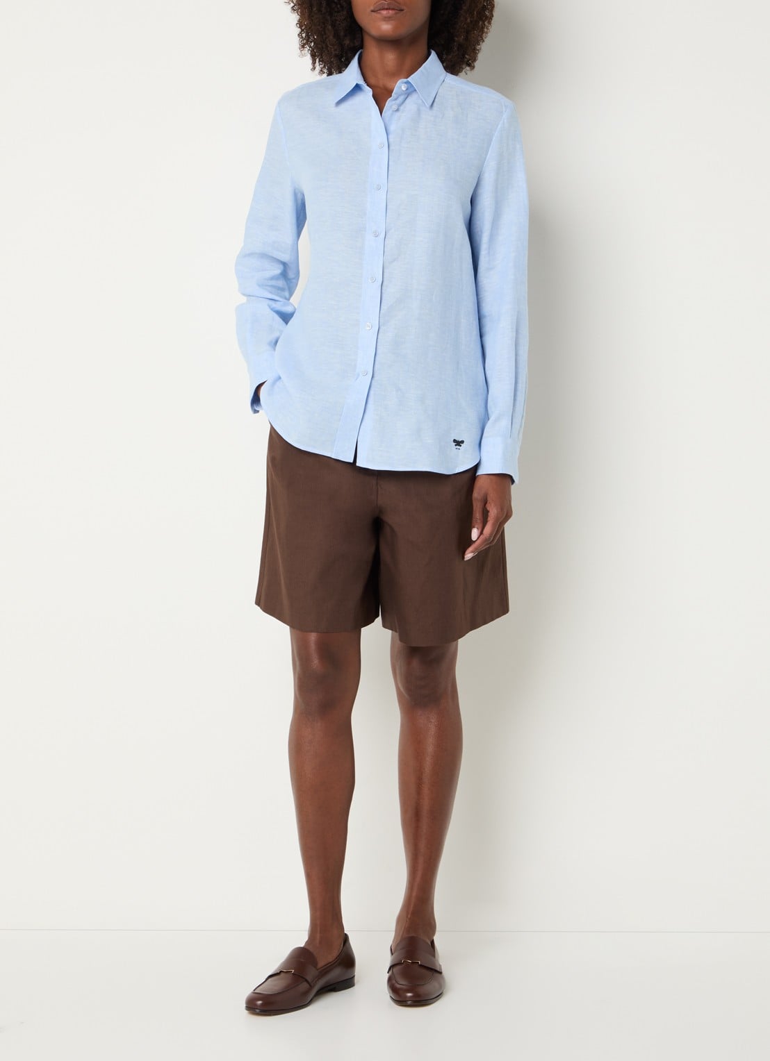MaxMara Werner blouse van linnen - voorkant 2 lichtblauw