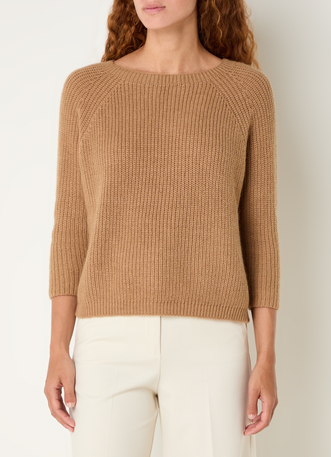 MaxMara Xeno grofgebreide trui - detail camel