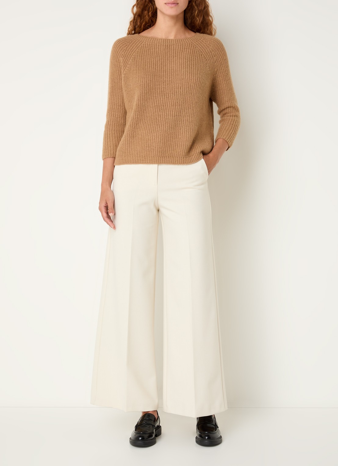 MaxMara Xeno grofgebreide trui - voorkant 3 camel