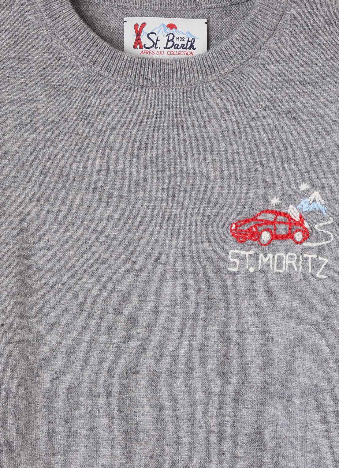 MC2 Saint Barth Douglas fijngebreide pullover in wolblend - detail 3 grijsmele