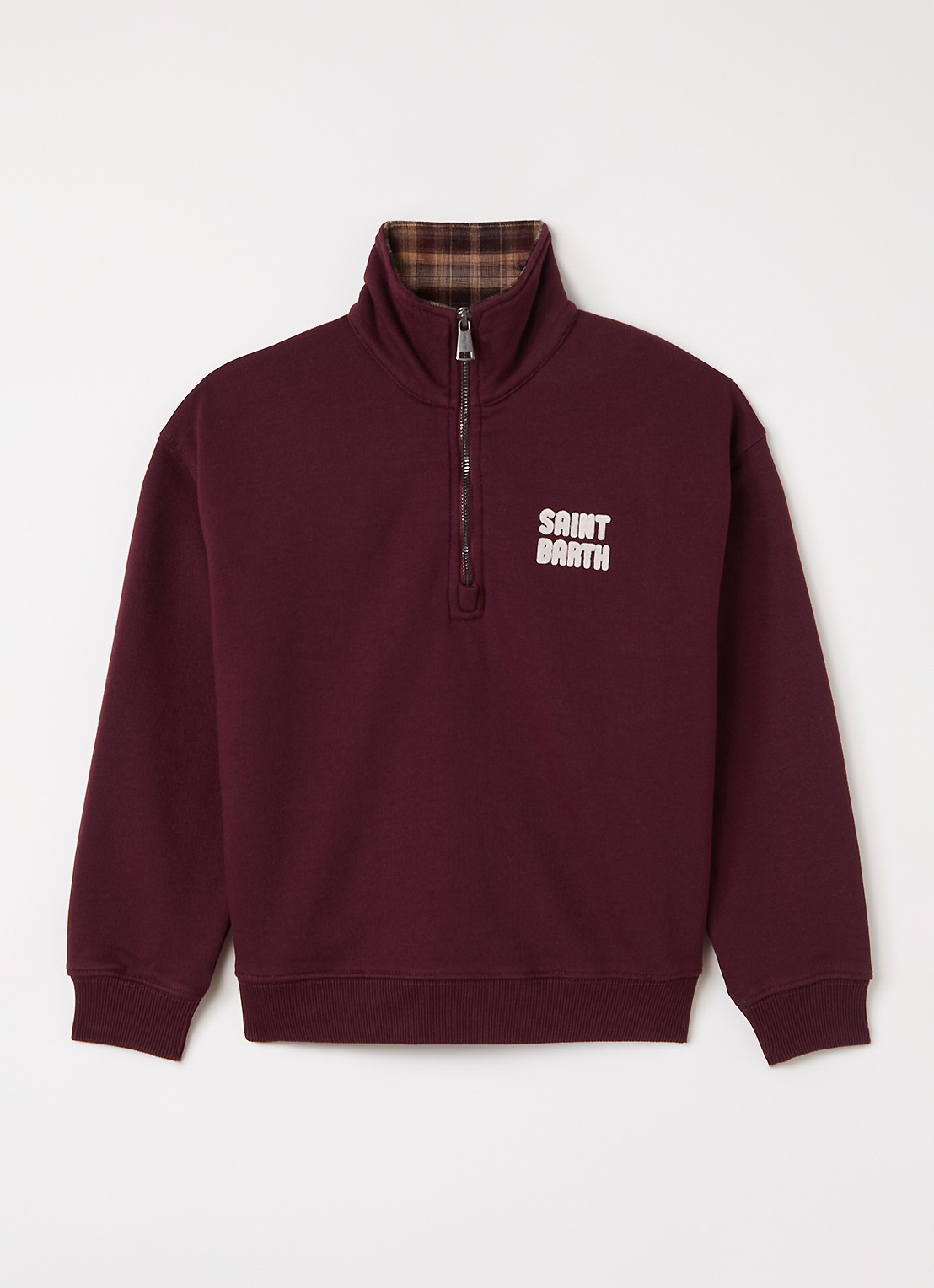 MC2 Saint Barth Eliade sweater met halve rits - voorkant bordeauxrood
