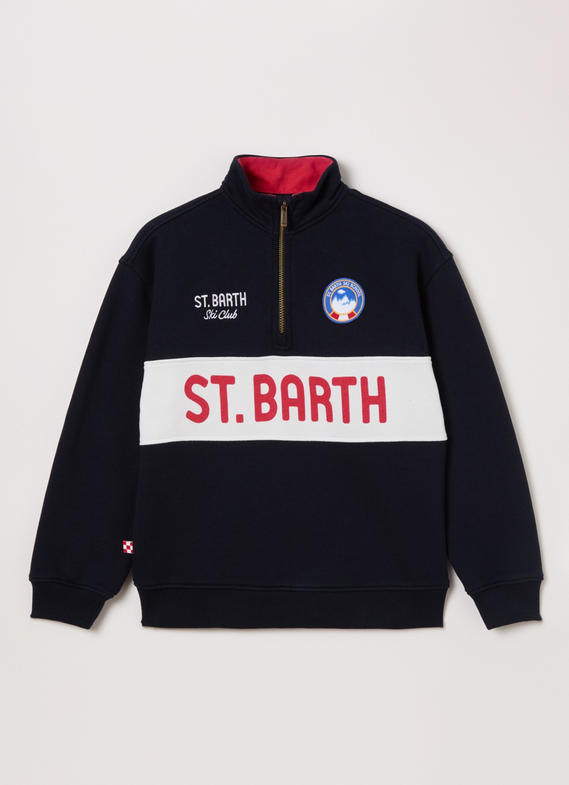 MC2 Saint Barth Kenneth sweater met borduring - voorkant 2 donkerblauw