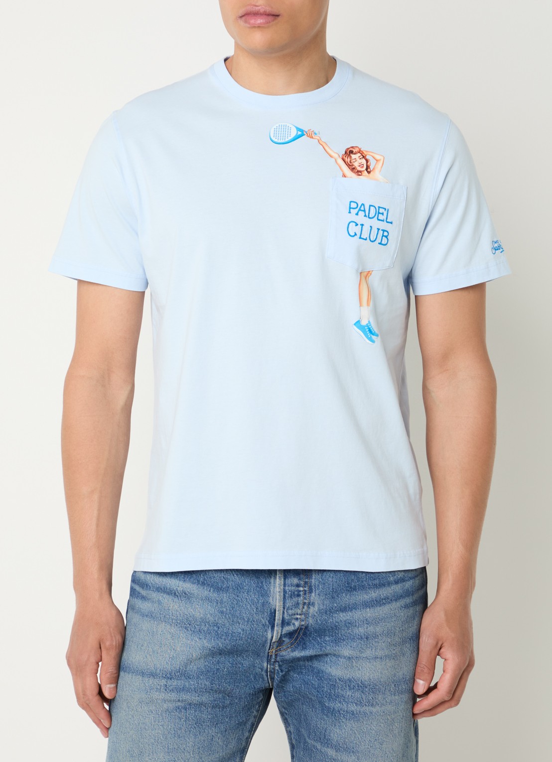 MC2 Saint Barth Padel T-shirt met print - detail 2 lichtblauw