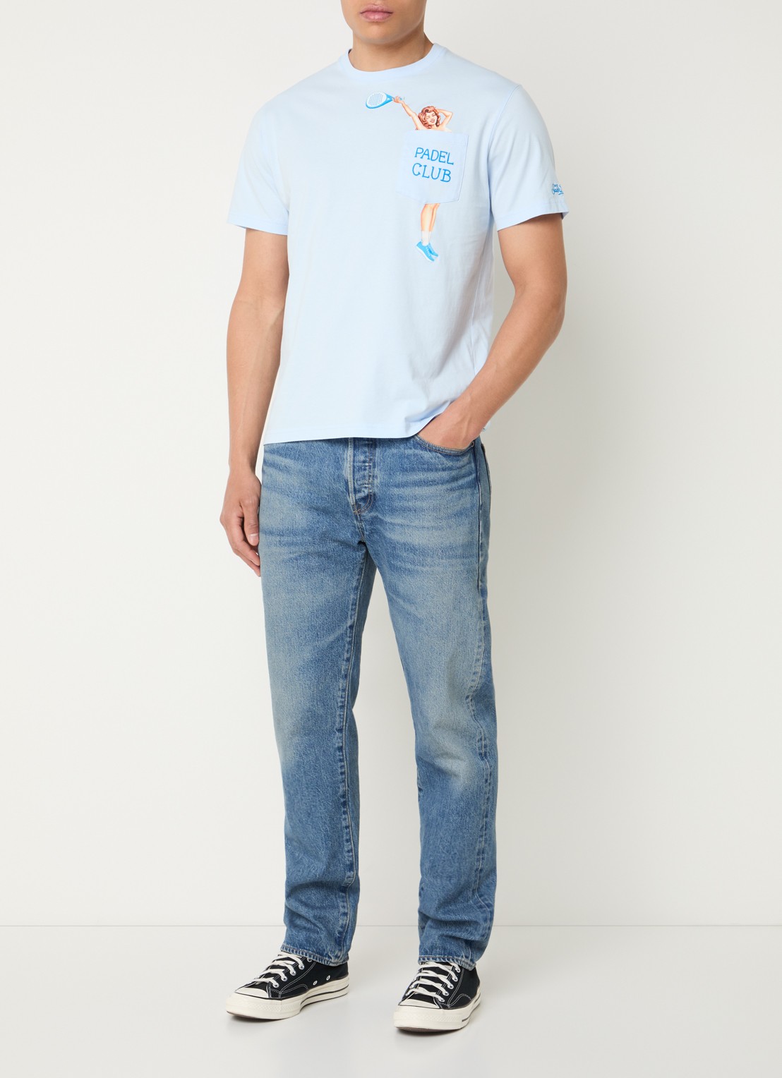MC2 Saint Barth Padel T-shirt met print - voorkant 4 lichtblauw