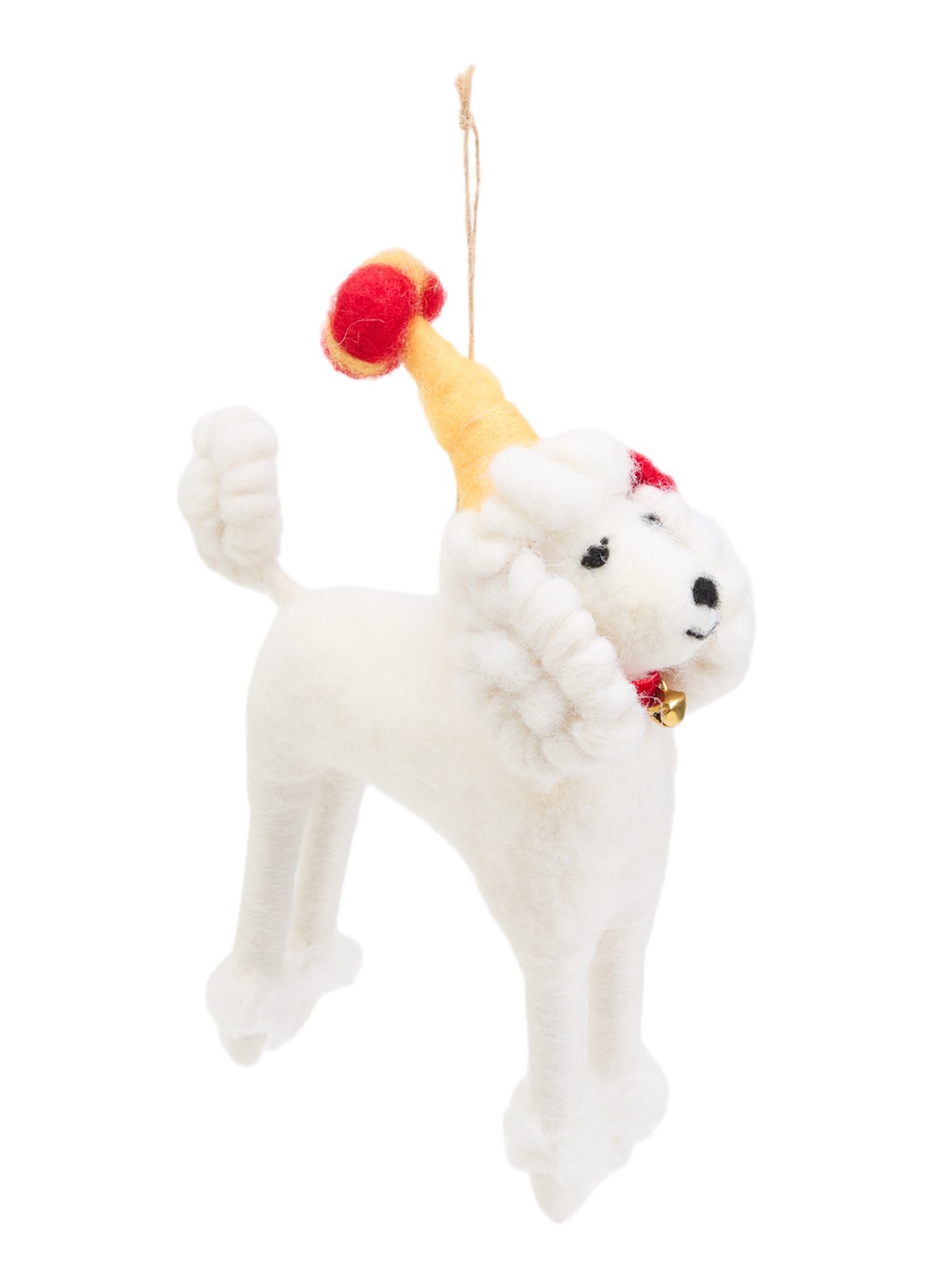 Meander Circus poedel kersthanger 16,5 cm - voorkant 2 ivoor
