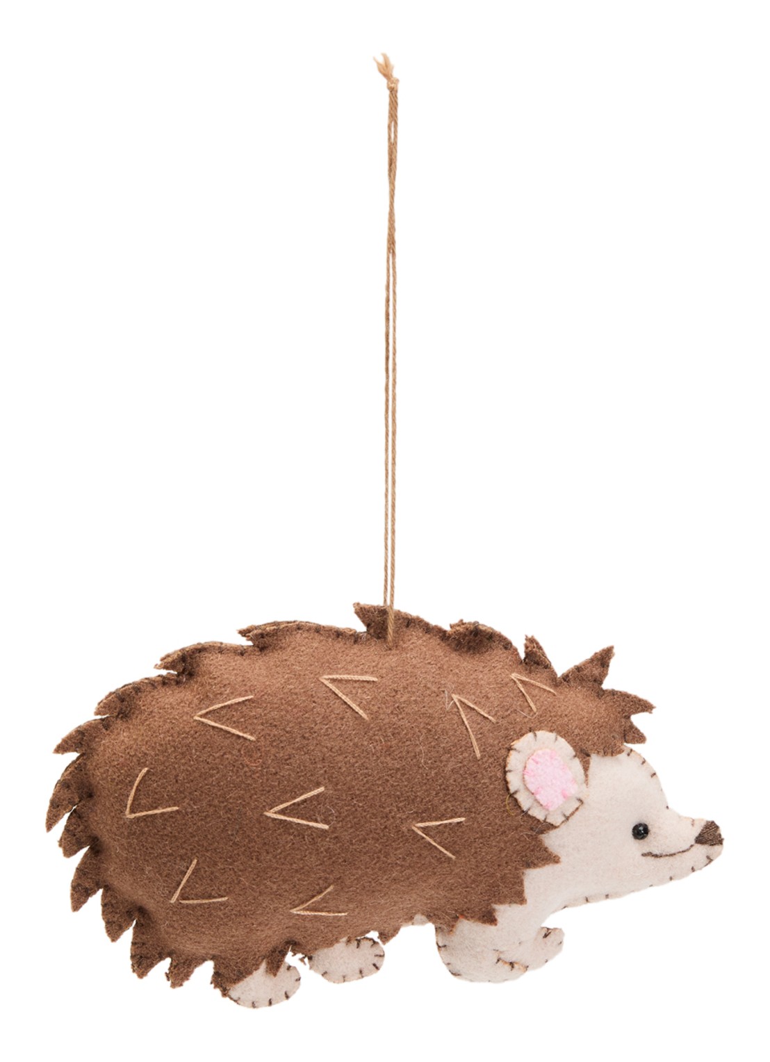 Meander Egeltje kersthanger 7,5 cm - voorkant bruin