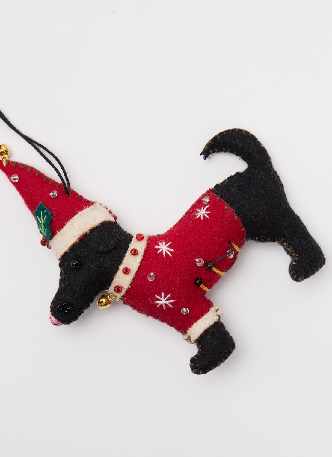 Meander Hond met trui en kerstmuts 12 cm - detail 3 rood