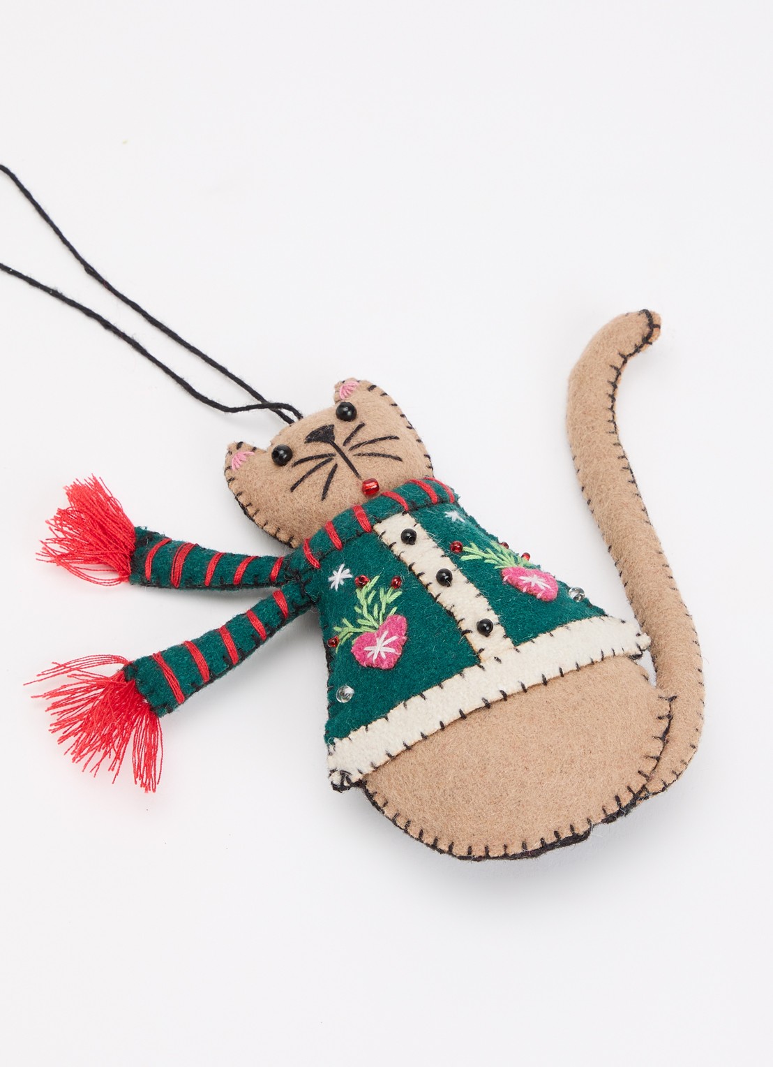 Meander Kat met sjaal 11 cm - detail 3 donkergroen