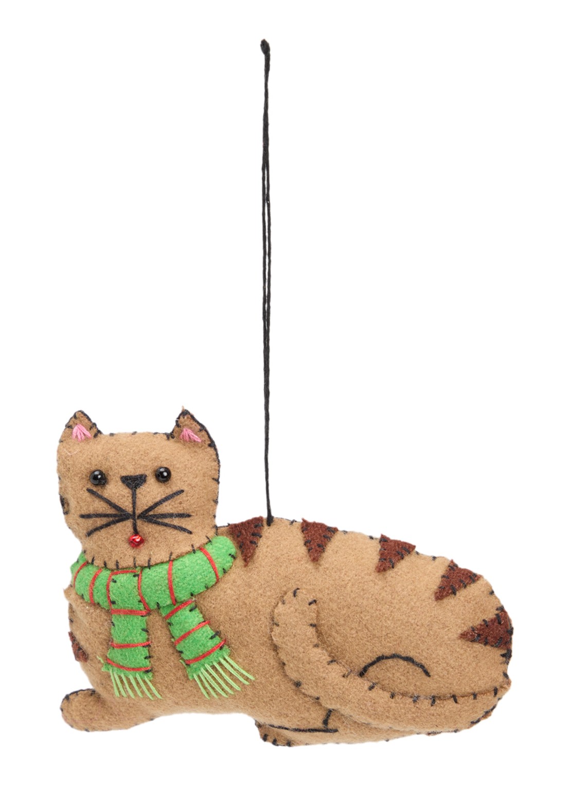 Meander Kat met sjaal 8 cm - voorkant 2 camel